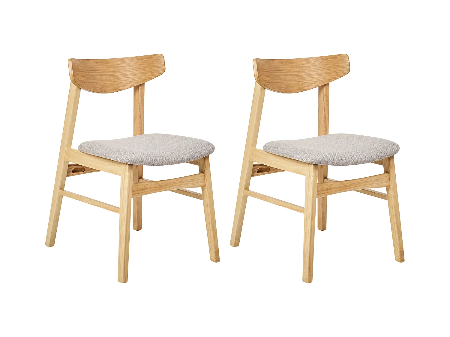 Lot de 2 chaises de salle à manger SMILEY Bois Gris clair