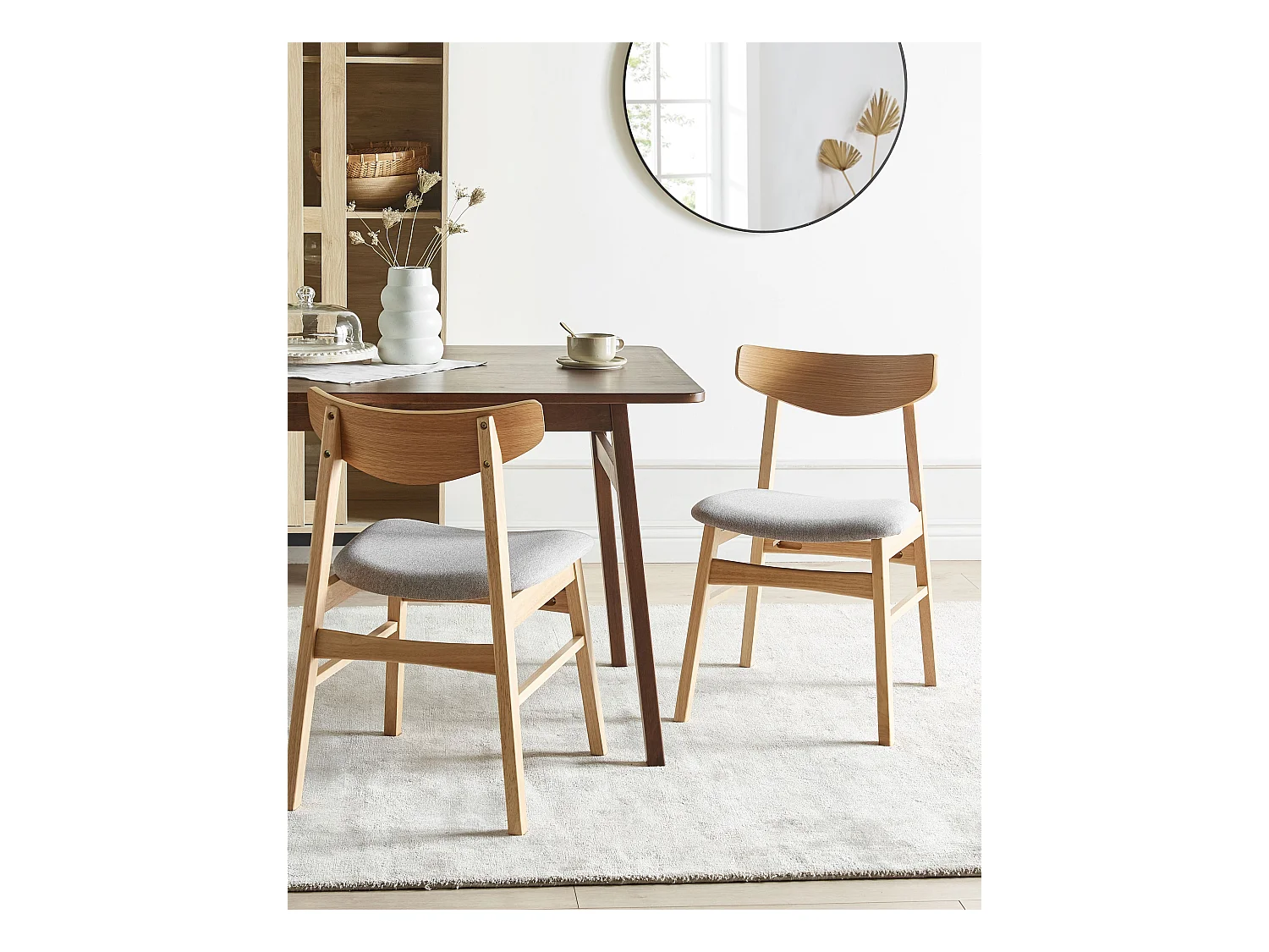 Lot de 2 chaises de salle à manger SMILEY Bois Gris clair