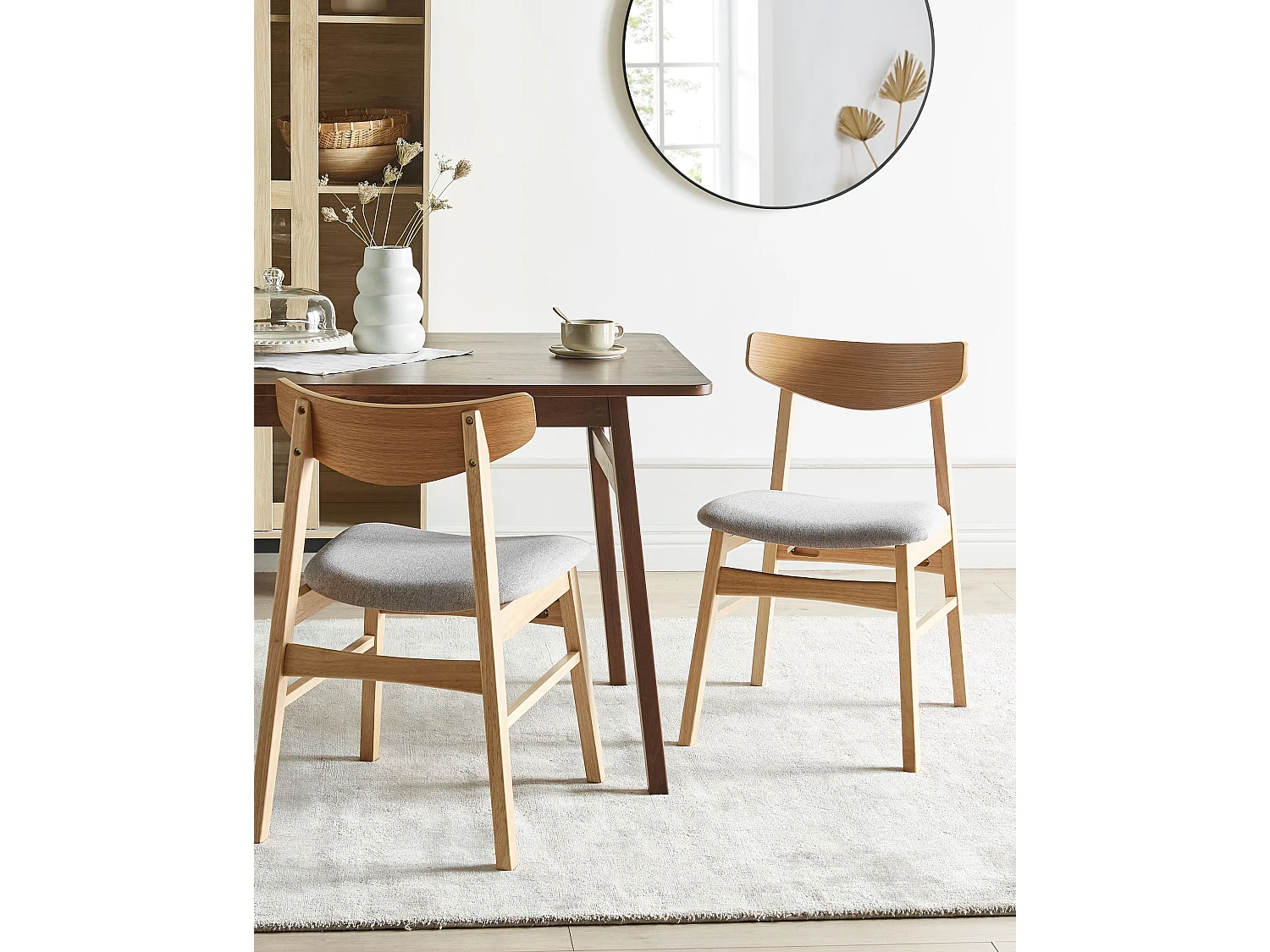 Lot de 2 chaises de salle à manger SMILEY Bois Gris clair