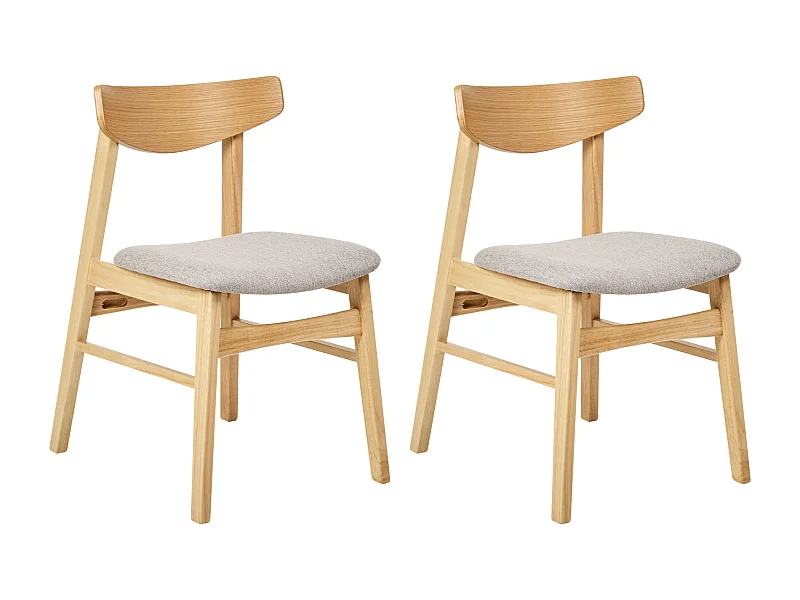 Lot de 2 chaises de salle à manger SMILEY Bois Gris clair