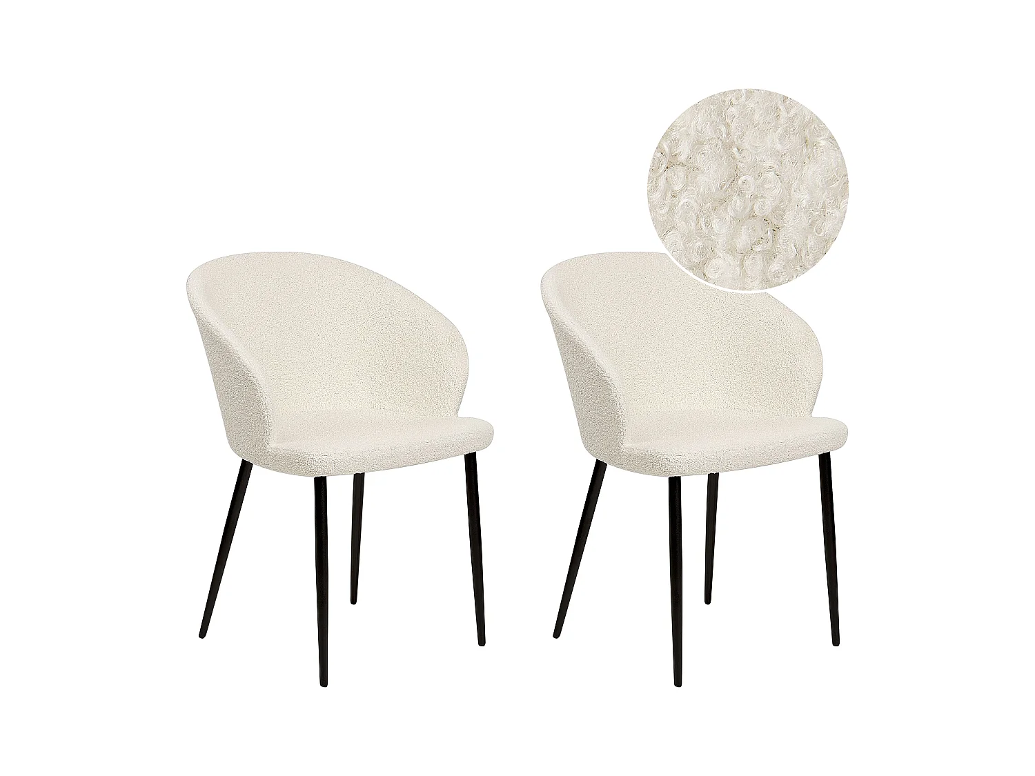 Lot de 2 chaises de salle à manger MASON Bouclé Blanc cassé