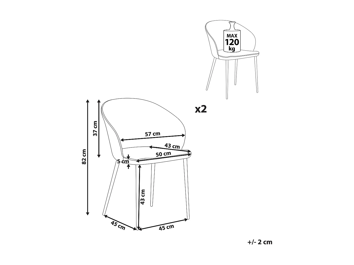 Lot de 2 chaises de salle à manger MASON Bouclé Blanc cassé