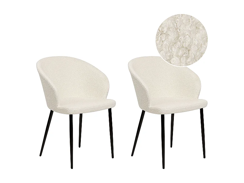 Lot de 2 chaises de salle à manger MASON Bouclé Blanc cassé