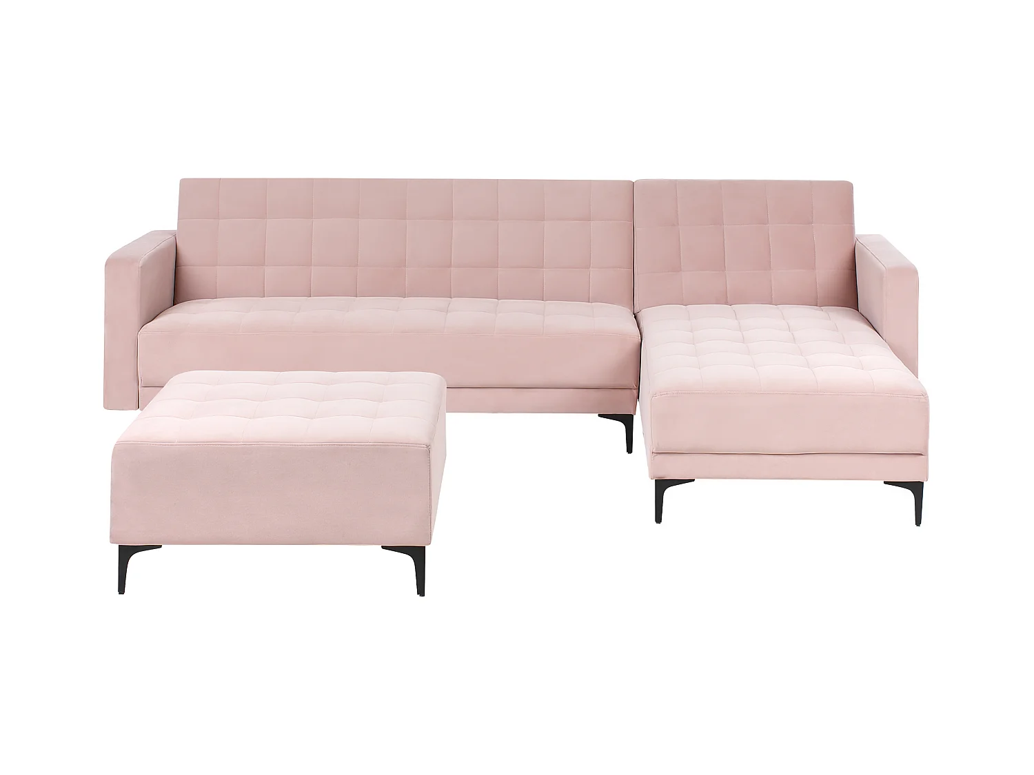 Canapé-lit d'angle modulable 4 places ABERDEEN Velours Rose pastel Côté droite