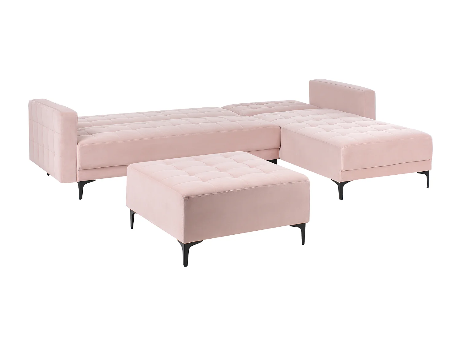 Canapé-lit d'angle modulable 4 places ABERDEEN Velours Rose pastel Côté droite