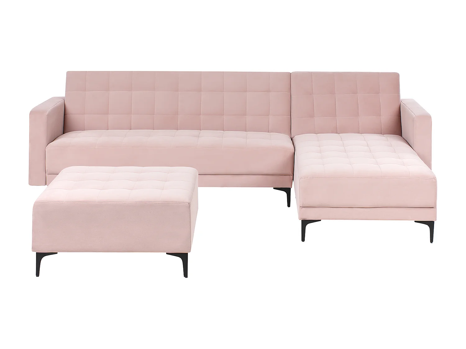 Canapé-lit d'angle modulable 4 places ABERDEEN Velours Rose pastel Côté droite