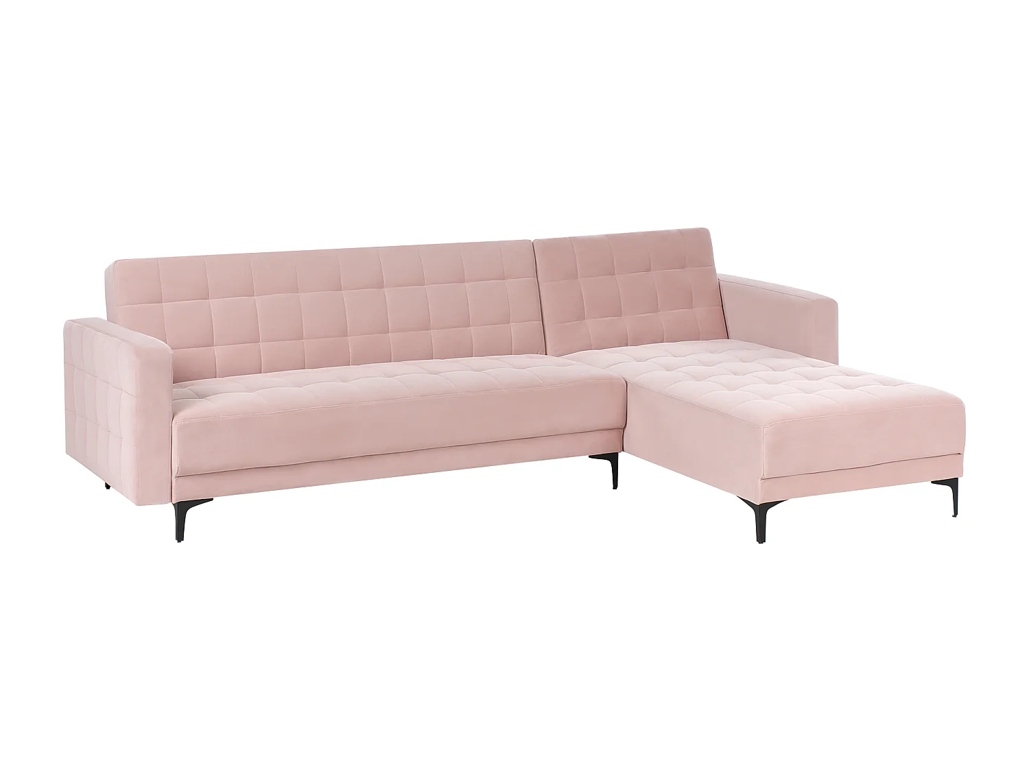 Canapé-lit d'angle modulable 4 places ABERDEEN Velours Rose pastel Côté droite