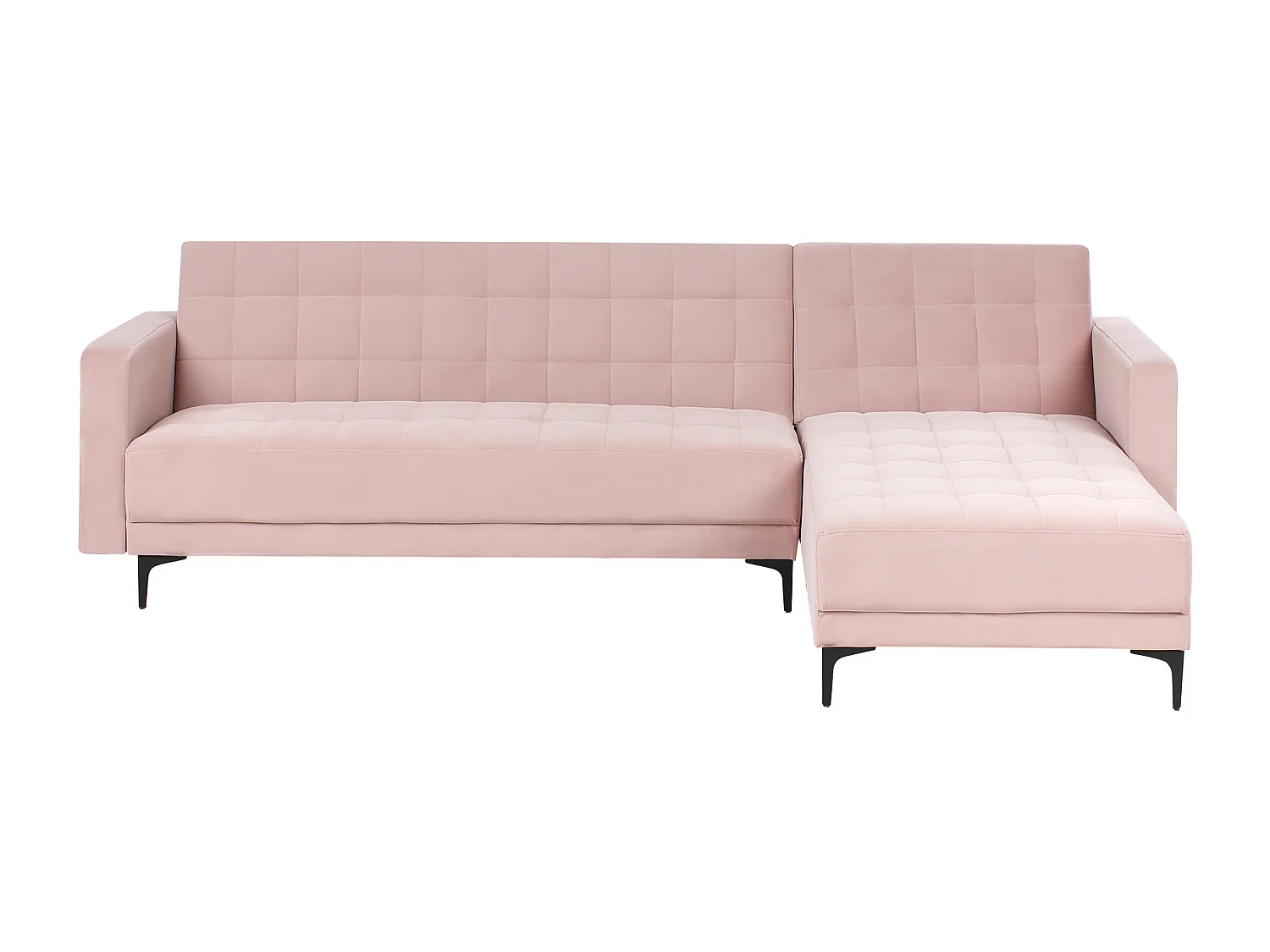 Canapé-lit d'angle modulable 4 places ABERDEEN Velours Rose pastel Côté droite