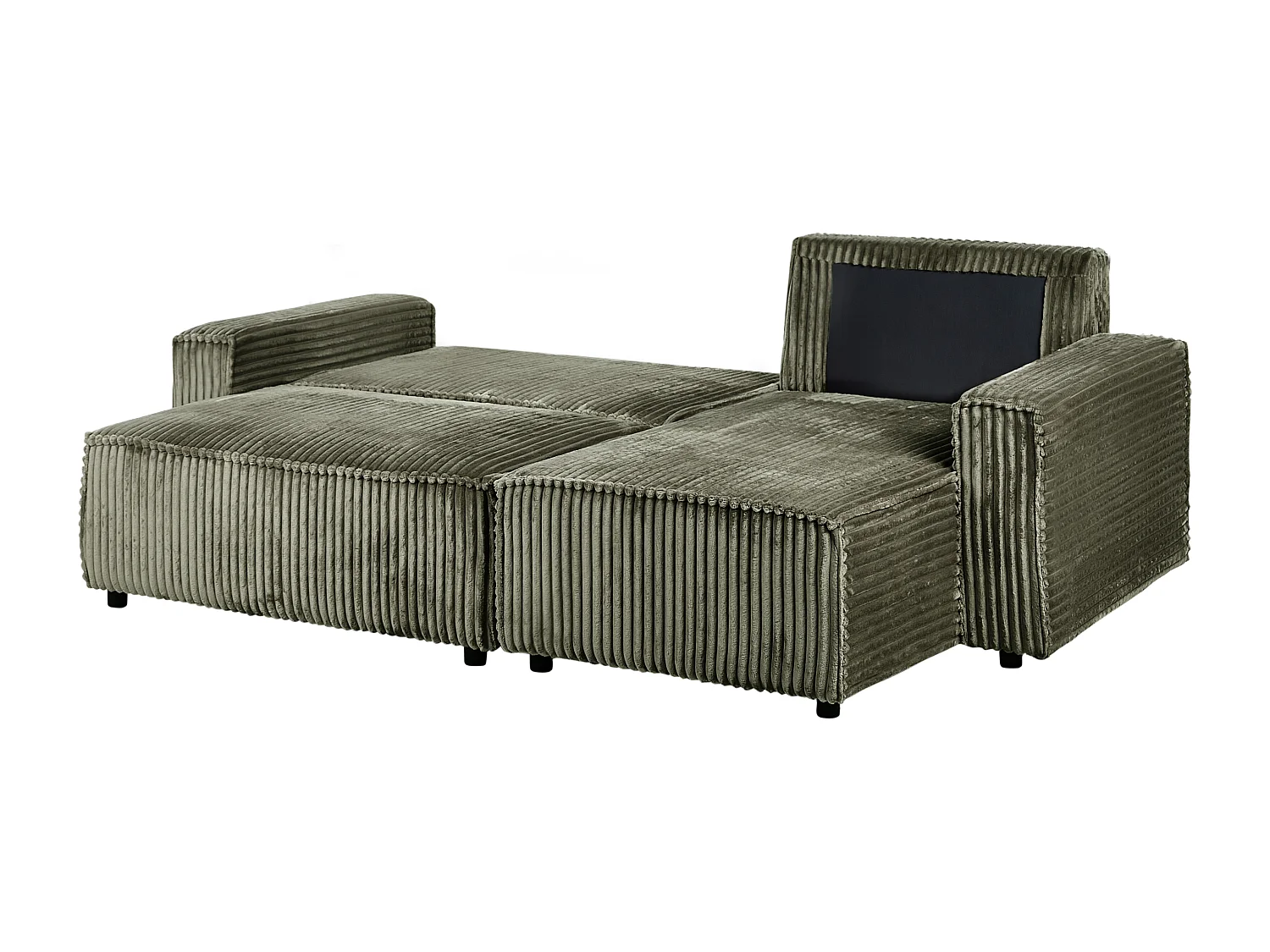 Canapé-lit d'angle 3 places ABACKA Velours côtelé Vert avec rangement Côté gauche