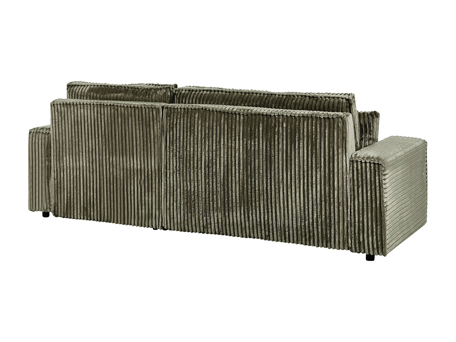 Canapé-lit d'angle 3 places ABACKA Velours côtelé Vert avec rangement Côté gauche