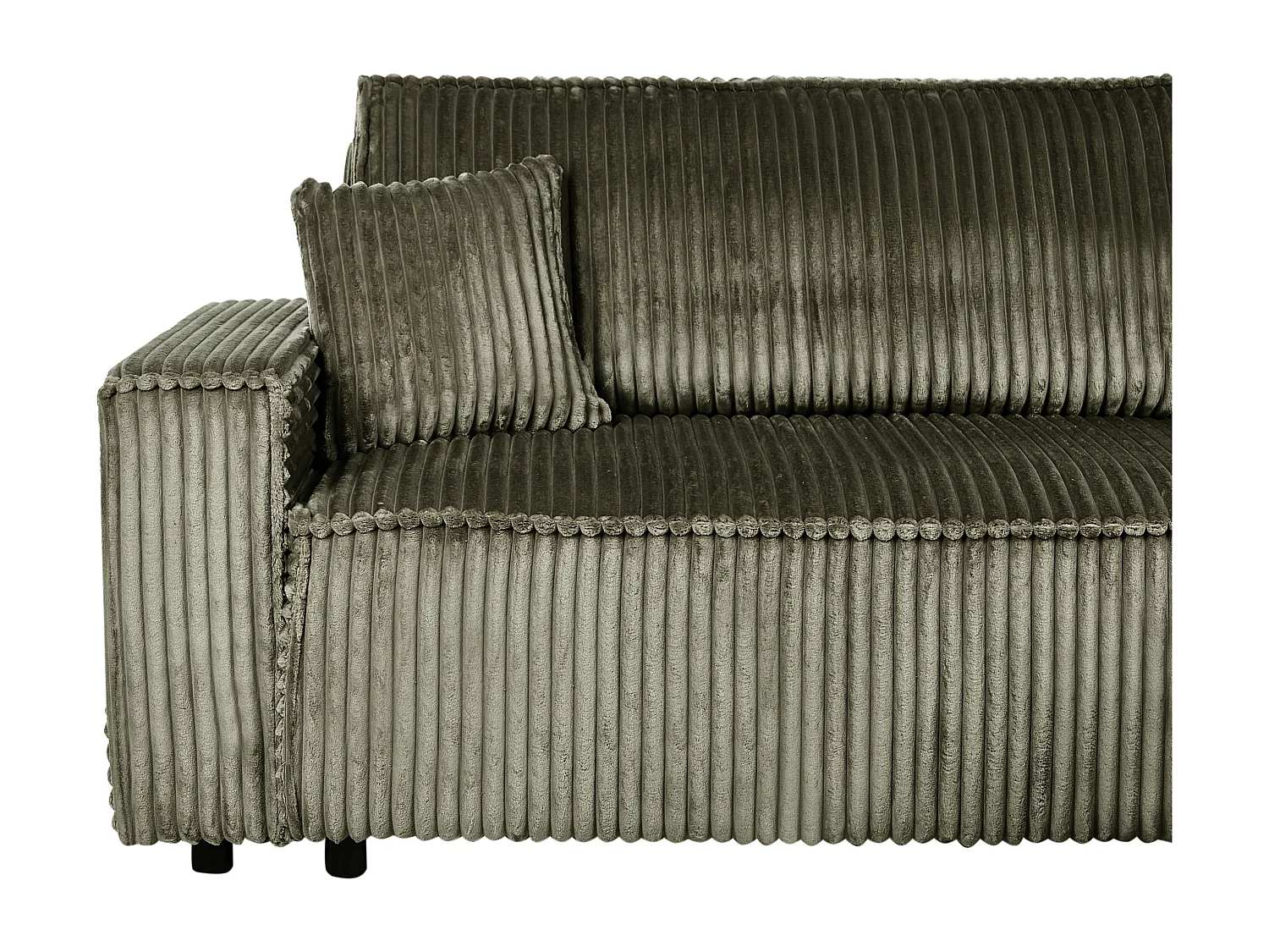 Canapé-lit d'angle 3 places ABACKA Velours côtelé Vert avec rangement Côté gauche