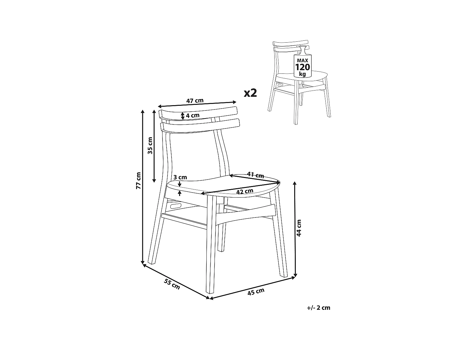 Zestaw 2 krzeseł do jadalni CYNTHIANA Drewno Jasnobeżowy