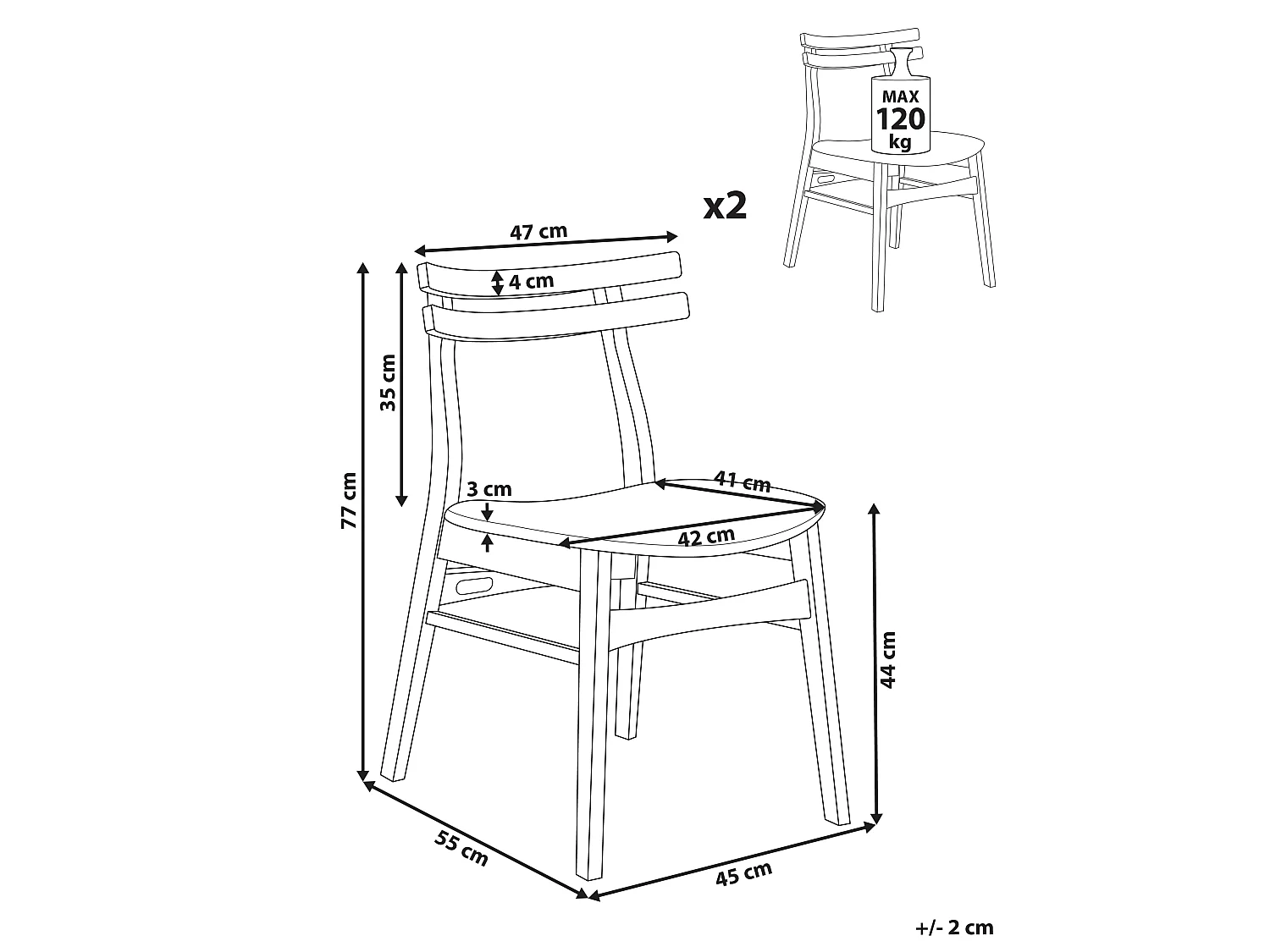 Lot de 2 chaises de salle à manger CYNTHIANA Bois Beige clair