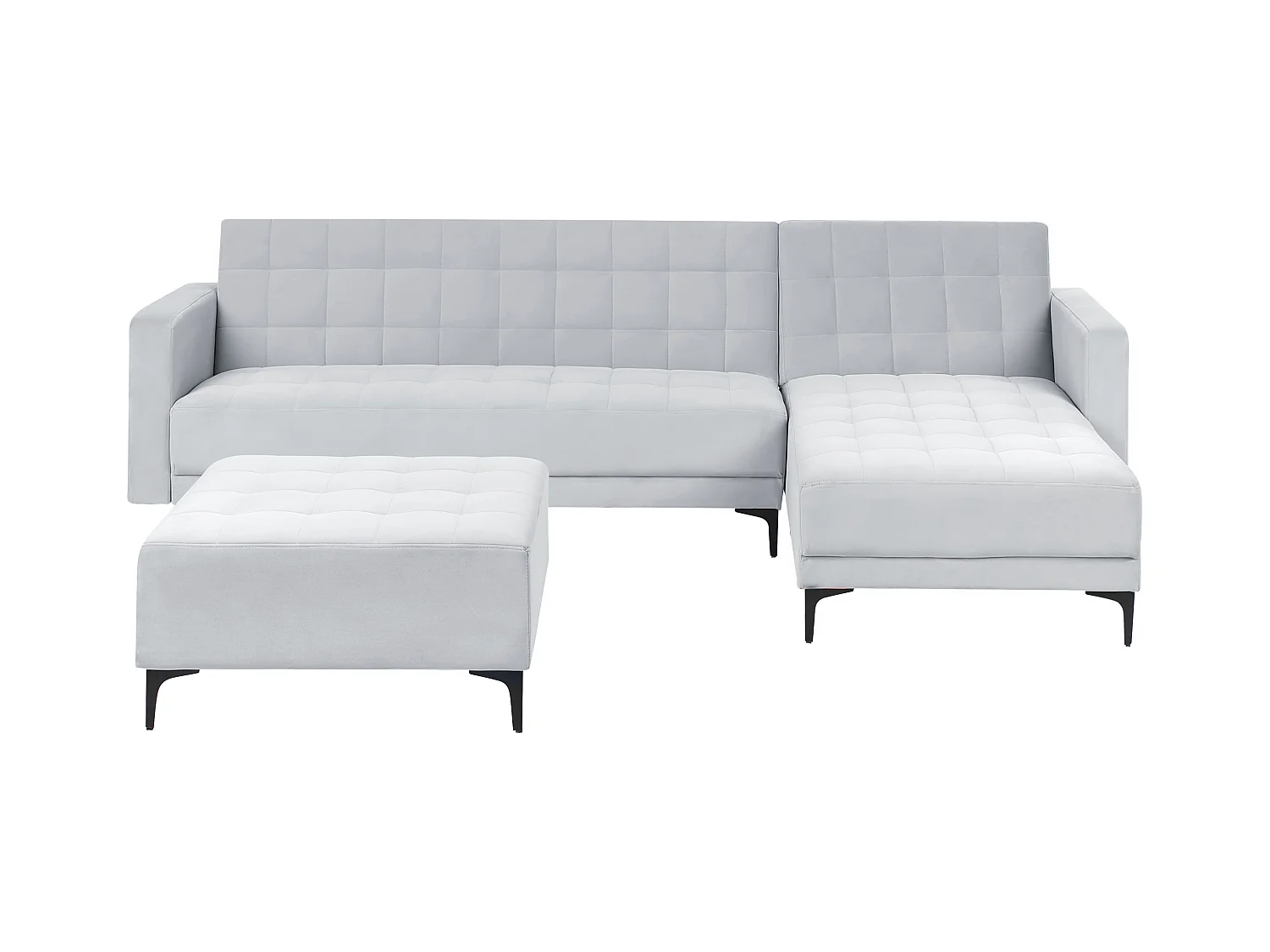 Canapé-lit d'angle modulable 4 places ABERDEEN Velours Gris clair Côté droite