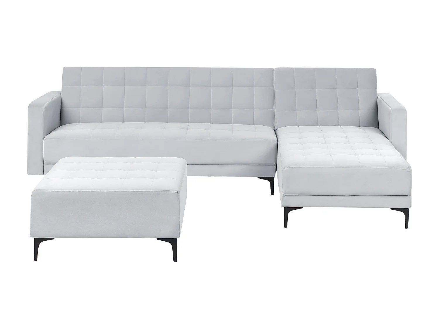 Canapé-lit d'angle modulable 4 places ABERDEEN Velours Gris clair Côté droite