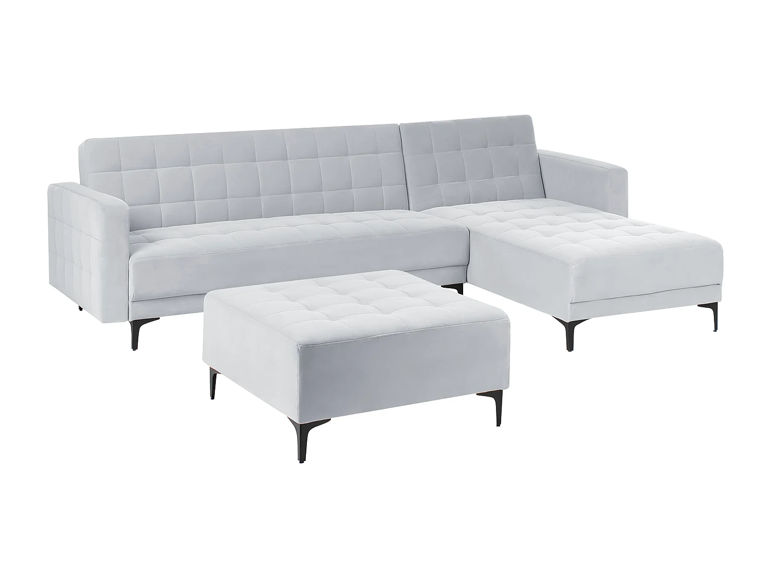 Canapé-lit d'angle modulable 4 places ABERDEEN Velours Gris clair Côté droite