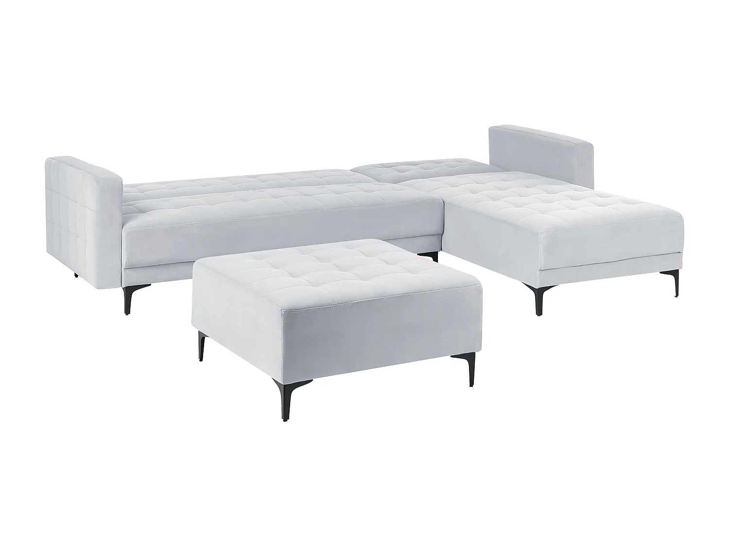 Canapé-lit d'angle modulable 4 places ABERDEEN Velours Gris clair Côté droite