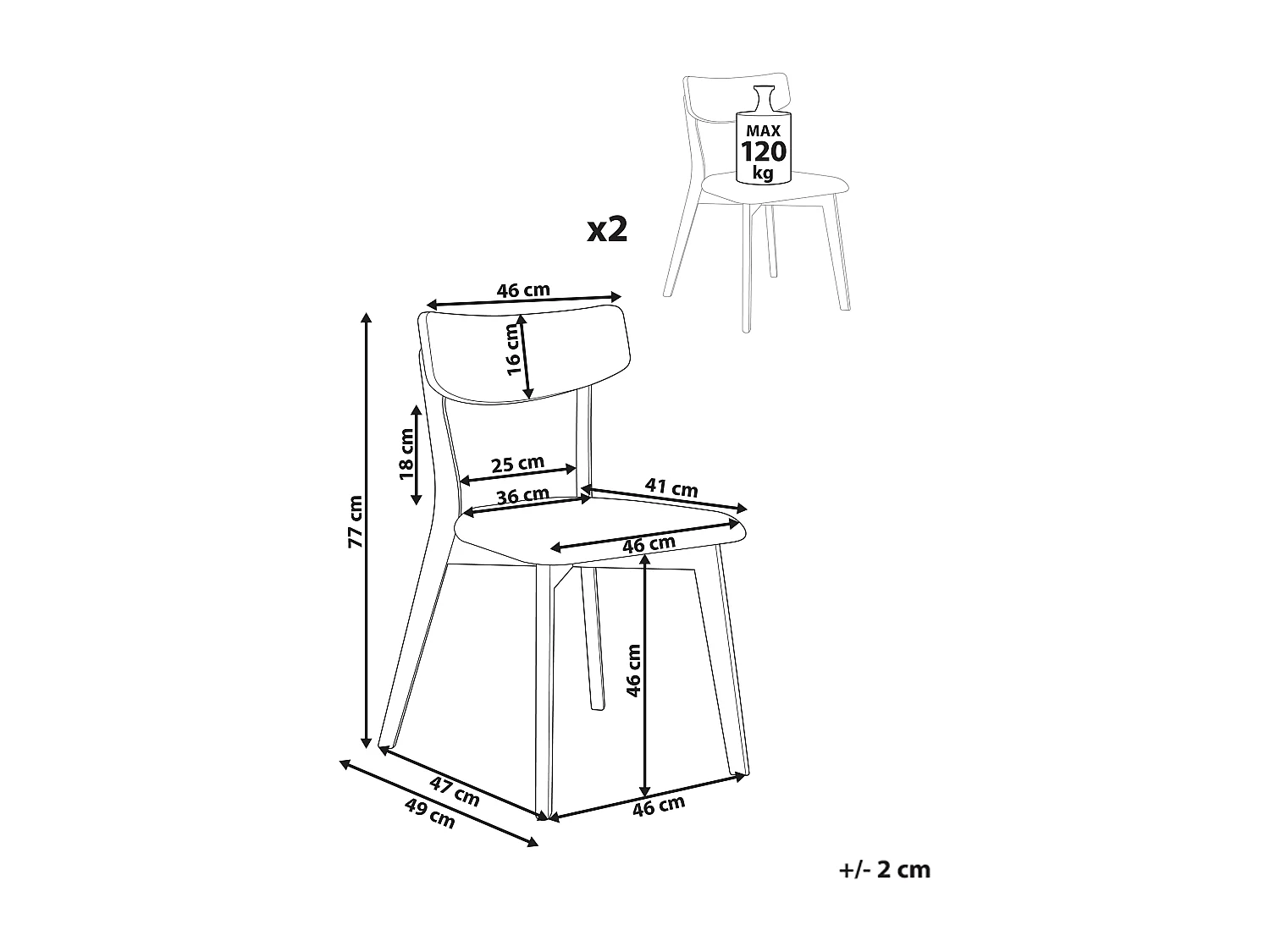 Set van 2 eetkamerstoelen HOPE Hout Lichtbeige