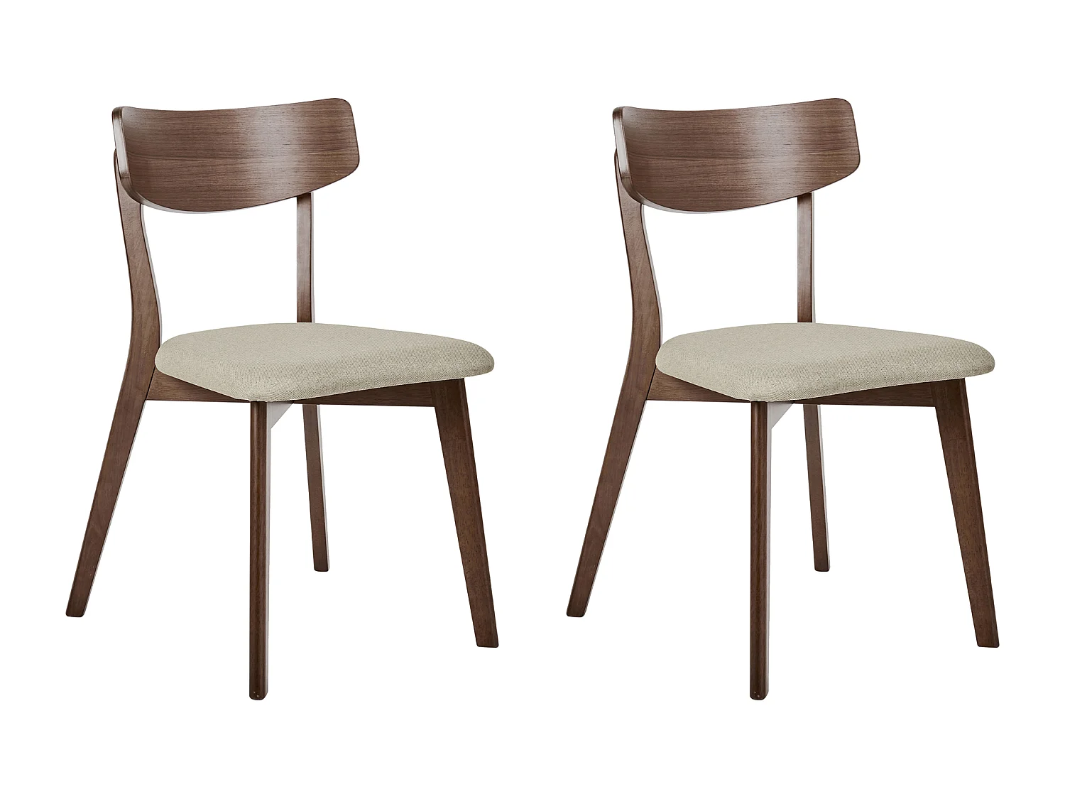 Lot de 2 chaises de salle à manger HOPE Bois Marron foncé/beige