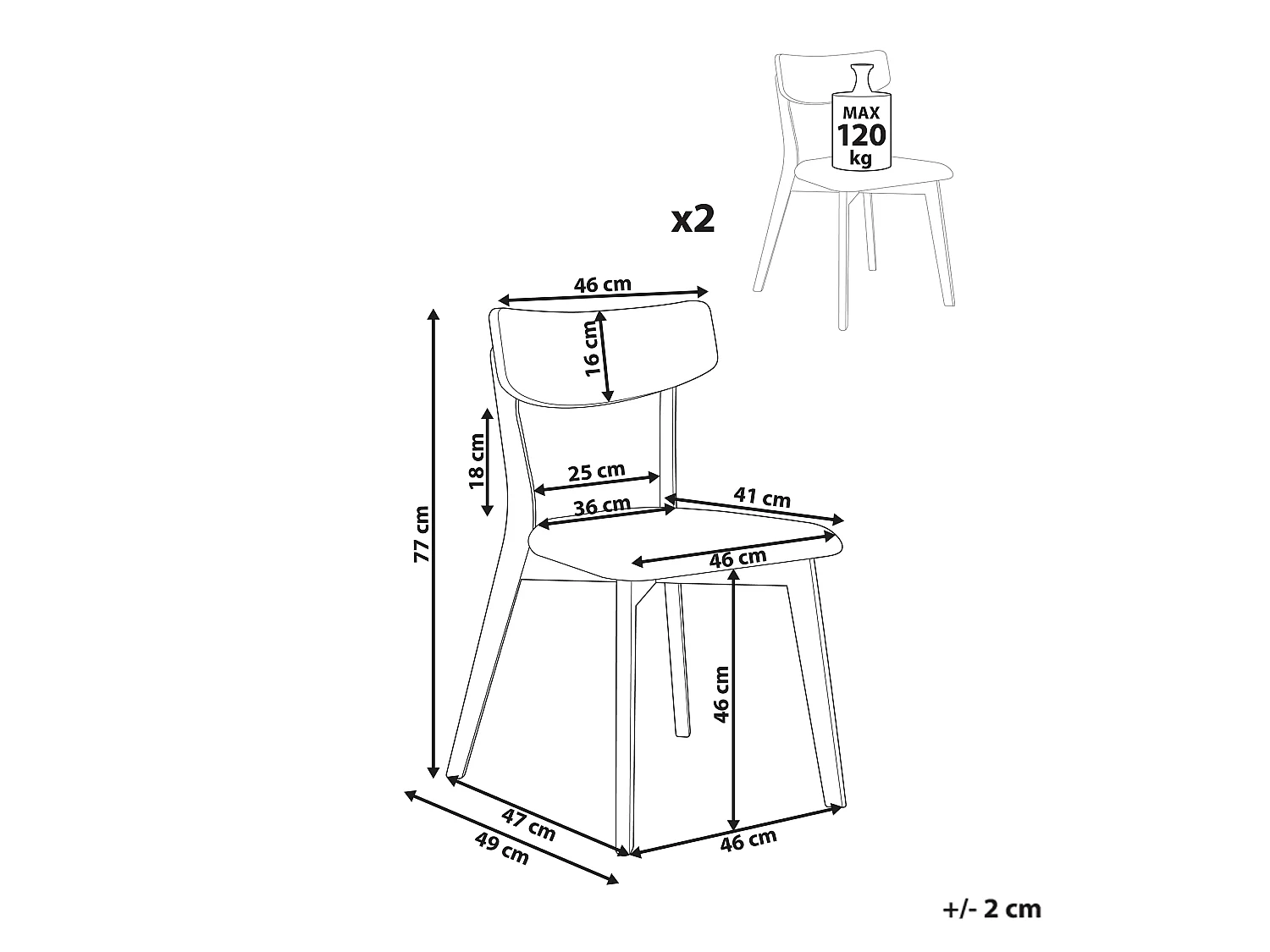 Set van 2 eetkamerstoelen HOPE Hout Lichtbeige