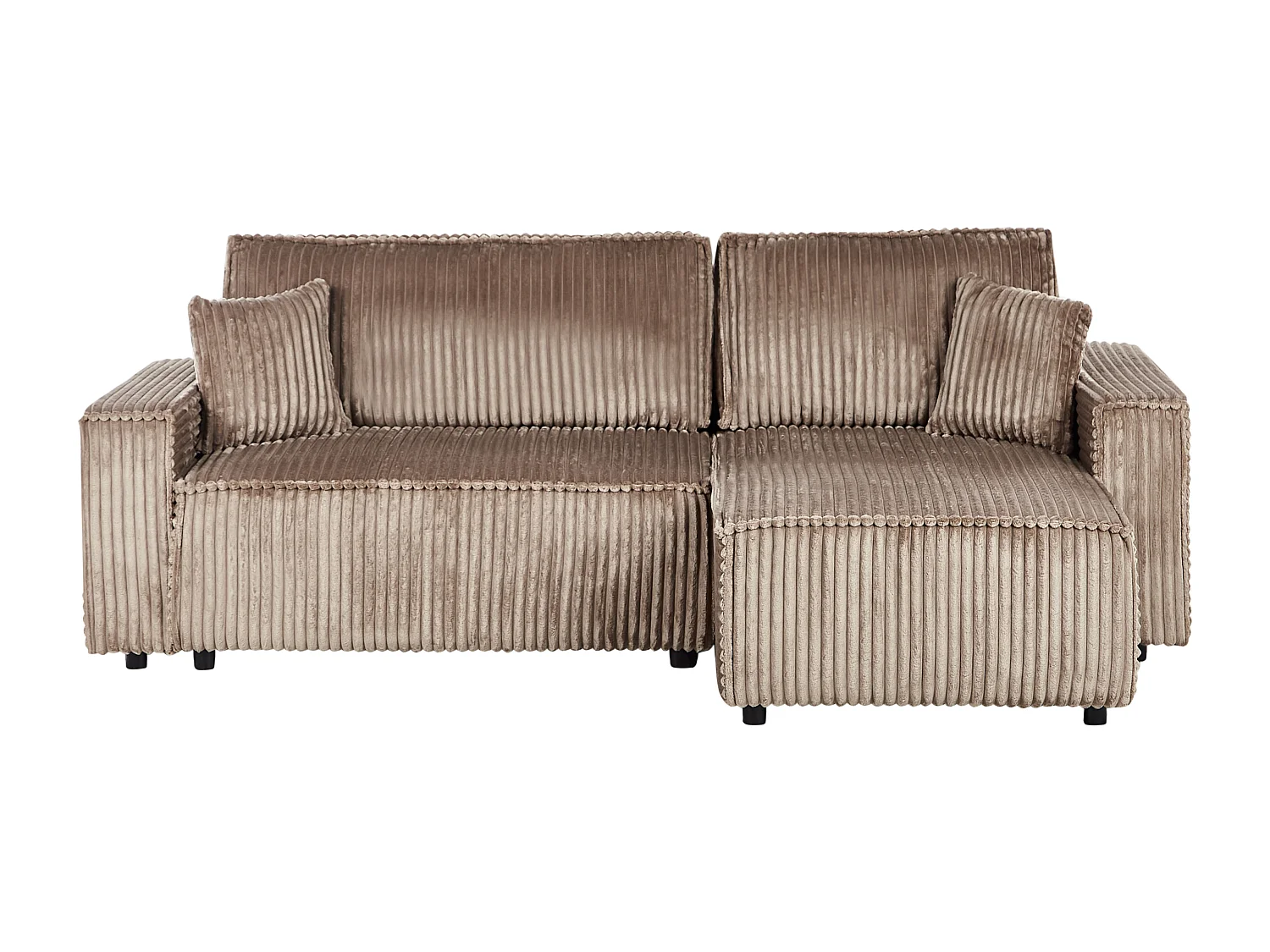 Canapé-lit d\'angle 3 places ABACKA Velours côtelé Marron clair avec rangement Côté droit