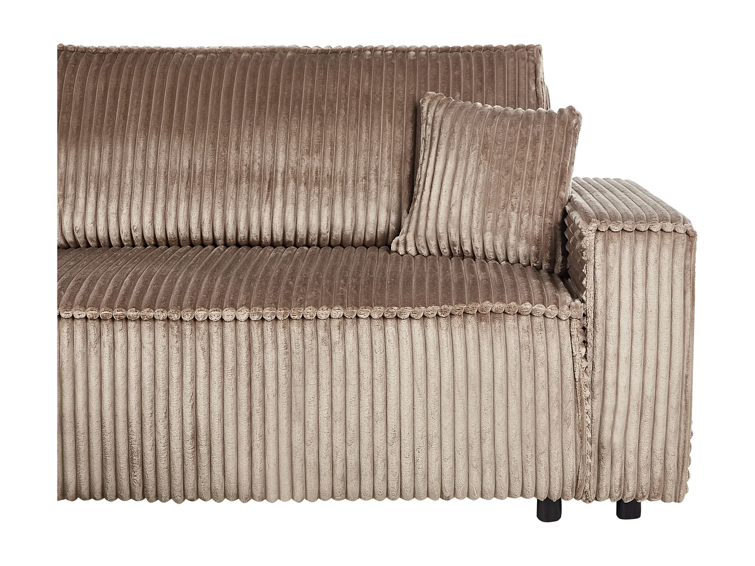 Canapé-lit d\'angle 3 places ABACKA Velours côtelé Marron clair avec rangement Côté droit