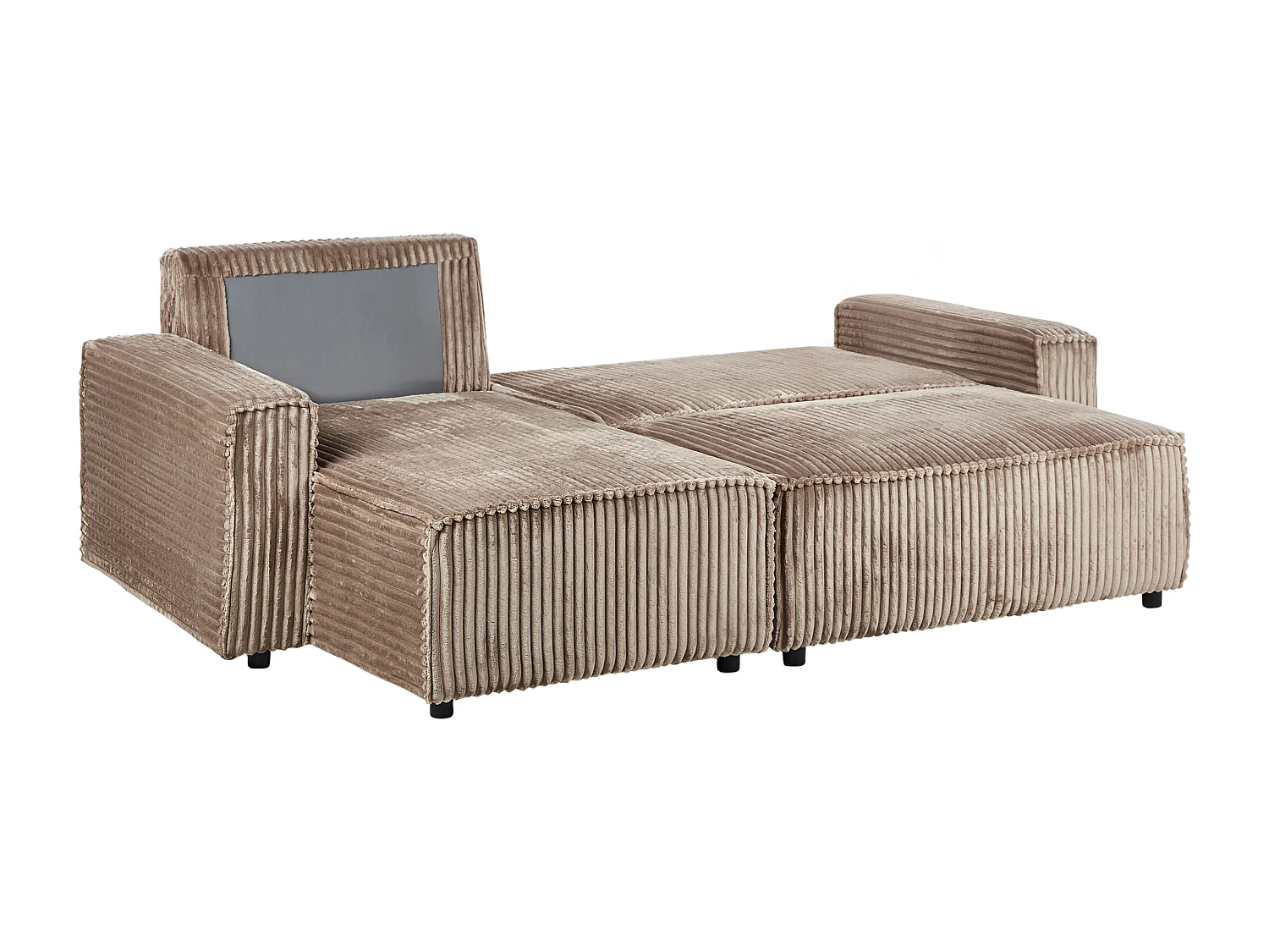 Canapé-lit d'angle 3 places ABACKA Velours côtelé Marron clair avec rangement Côté droit