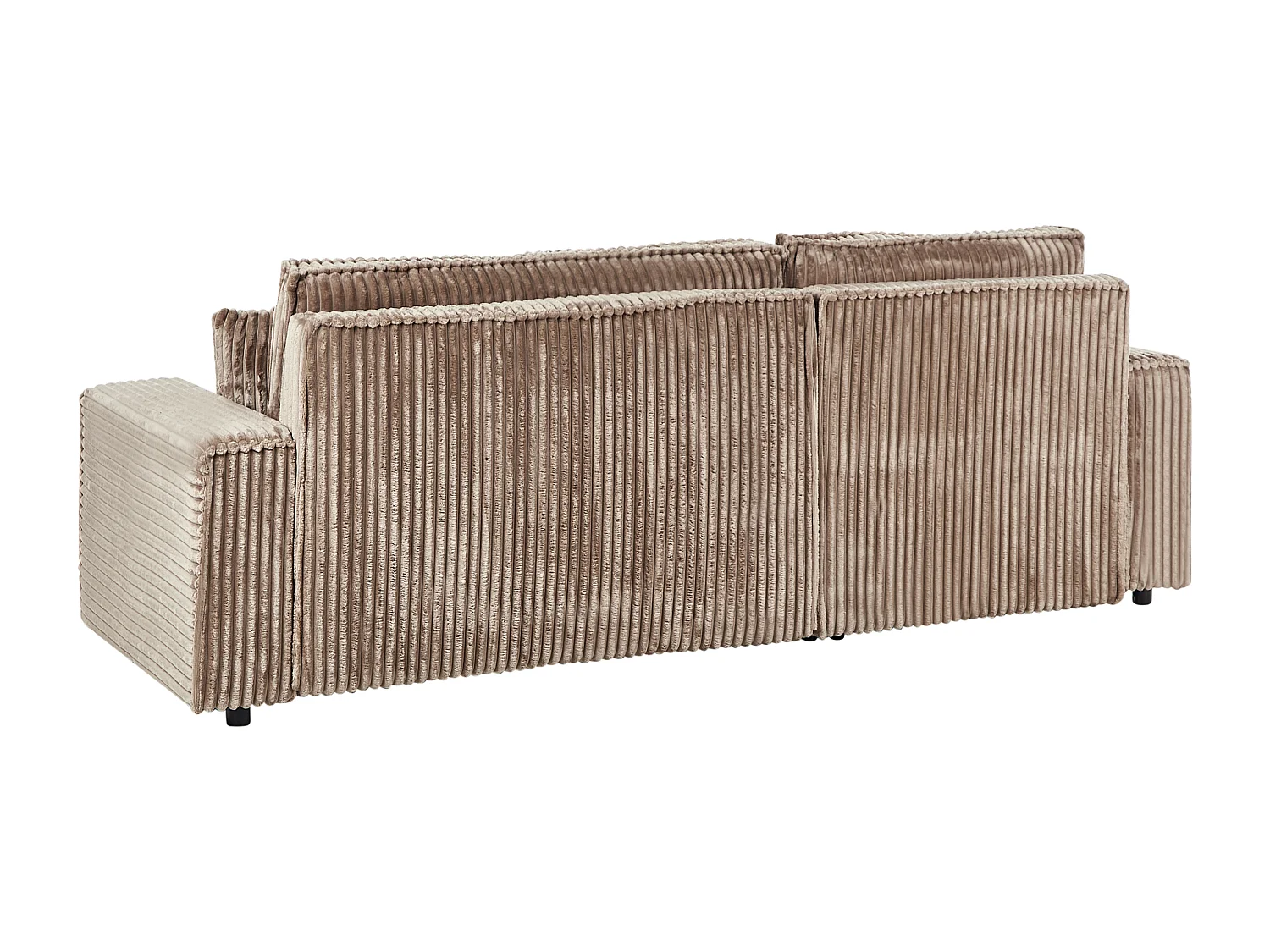 Canapé-lit d'angle 3 places ABACKA Velours côtelé Marron clair avec rangement Côté droit