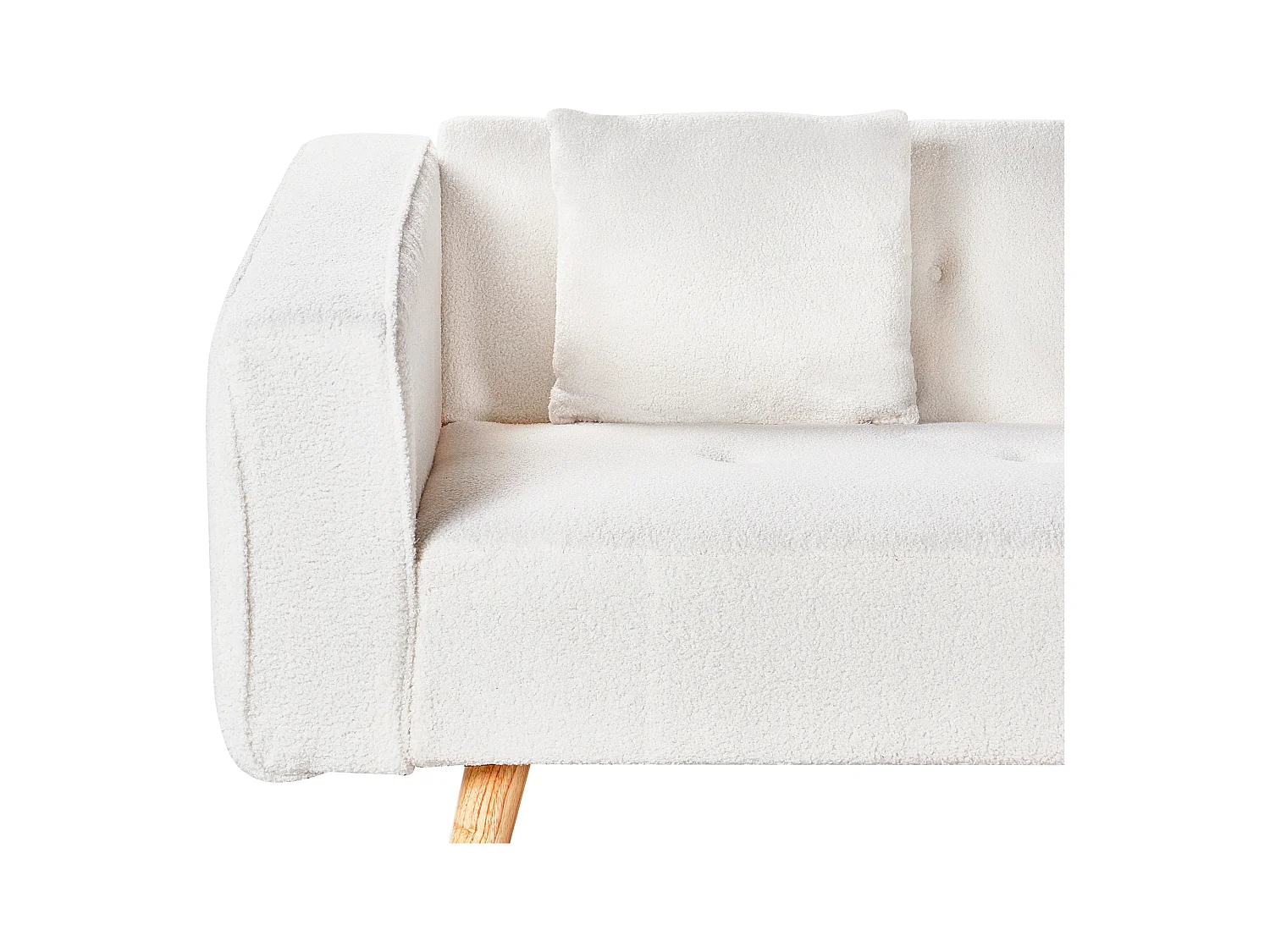 Canapé-lit d'Angle à droite en Bouclé Capitonné Blanc Cassé Vadso