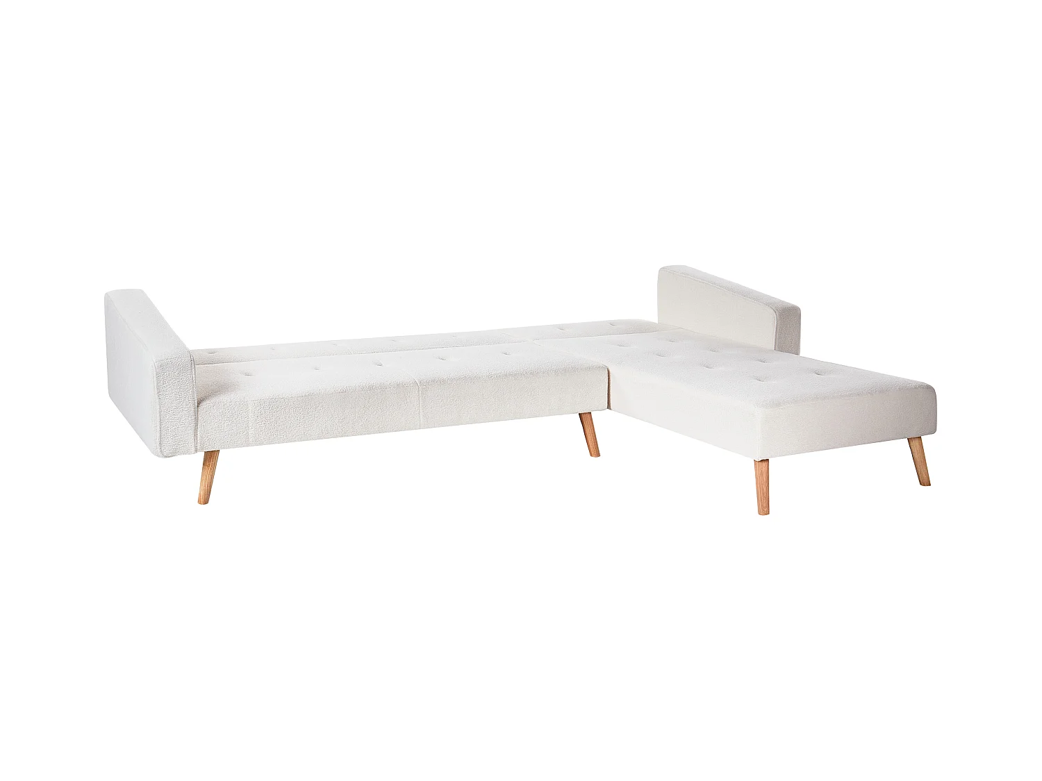 Sofá-cama de canto VADSO Bouclé Branco creme 4 lugares à esquerda