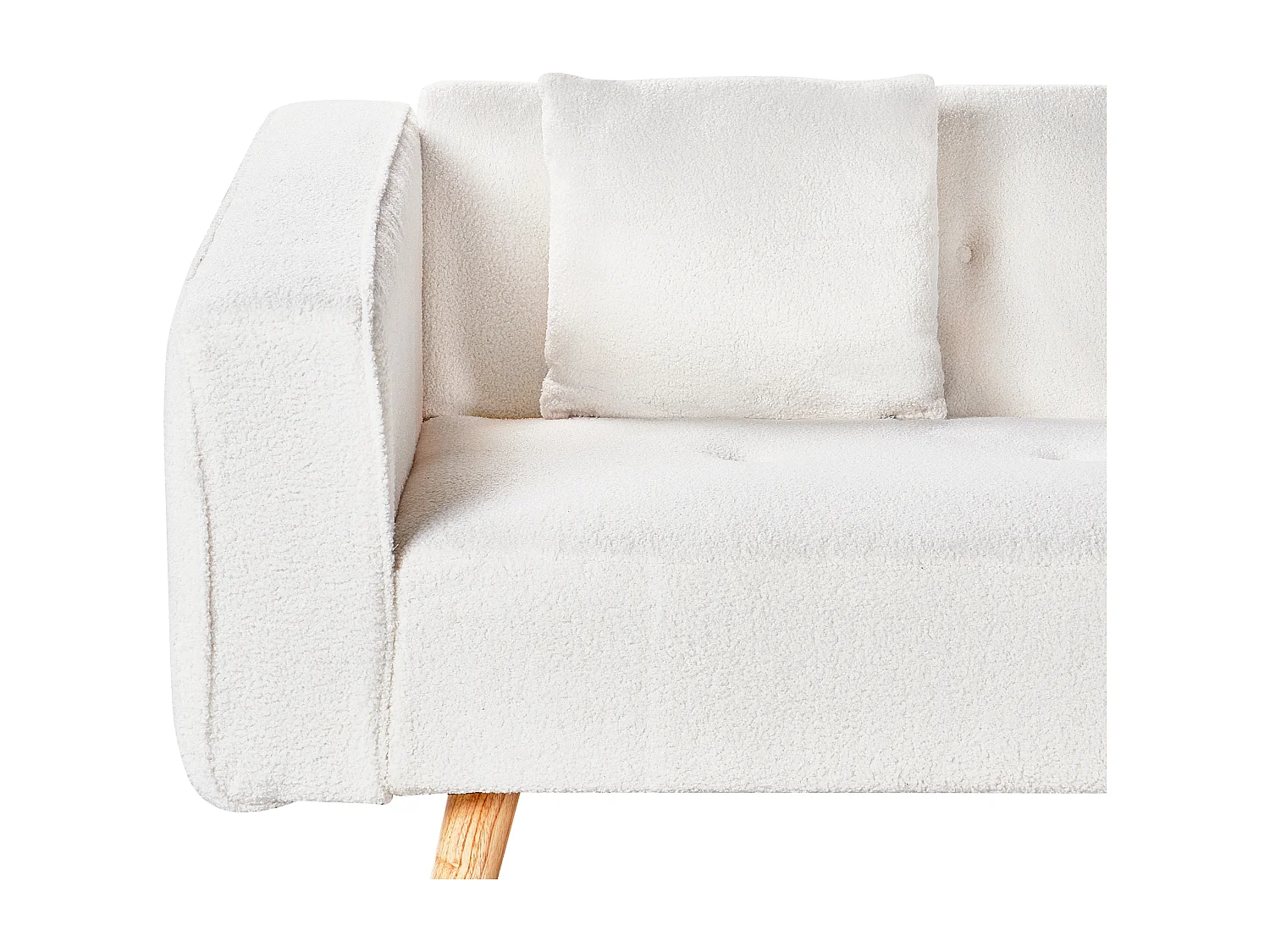 Canapé-lit d'Angle à Gauche en Bouclé Capitonné Blanc Cassé Vadso