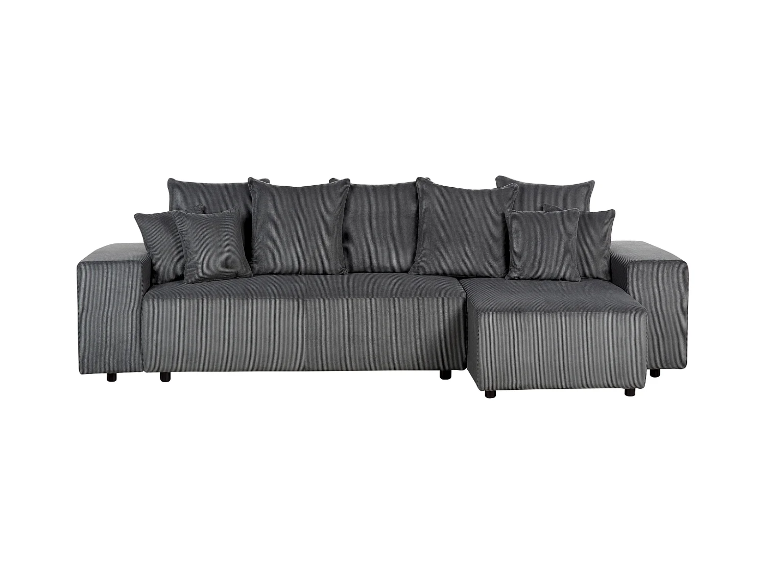 Eckschlafsofa LUSPA Cord Dunkelgrau mit Stauraum 3-Sitzer linksseitig