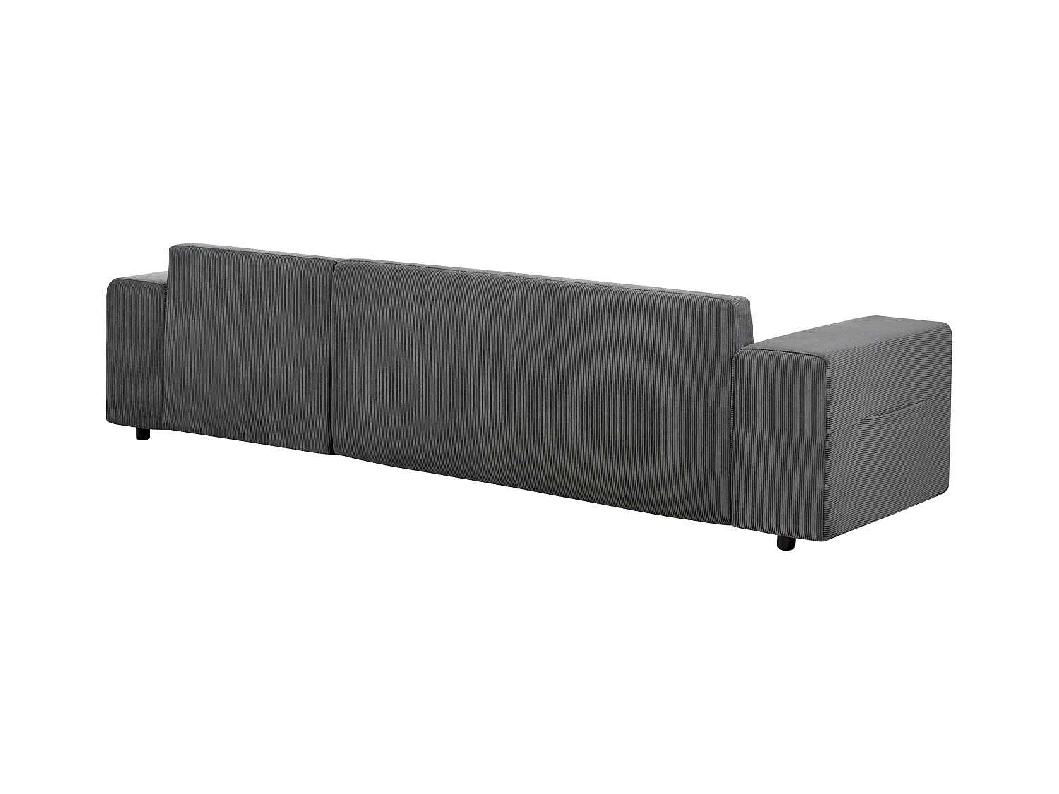 Eckschlafsofa LUSPA Cord Dunkelgrau mit Stauraum 3-Sitzer linksseitig