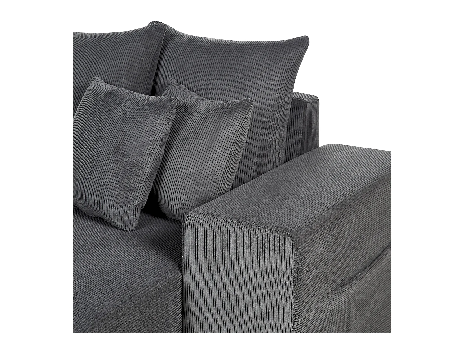 Eckschlafsofa LUSPA Cord Dunkelgrau mit Stauraum 3-Sitzer linksseitig