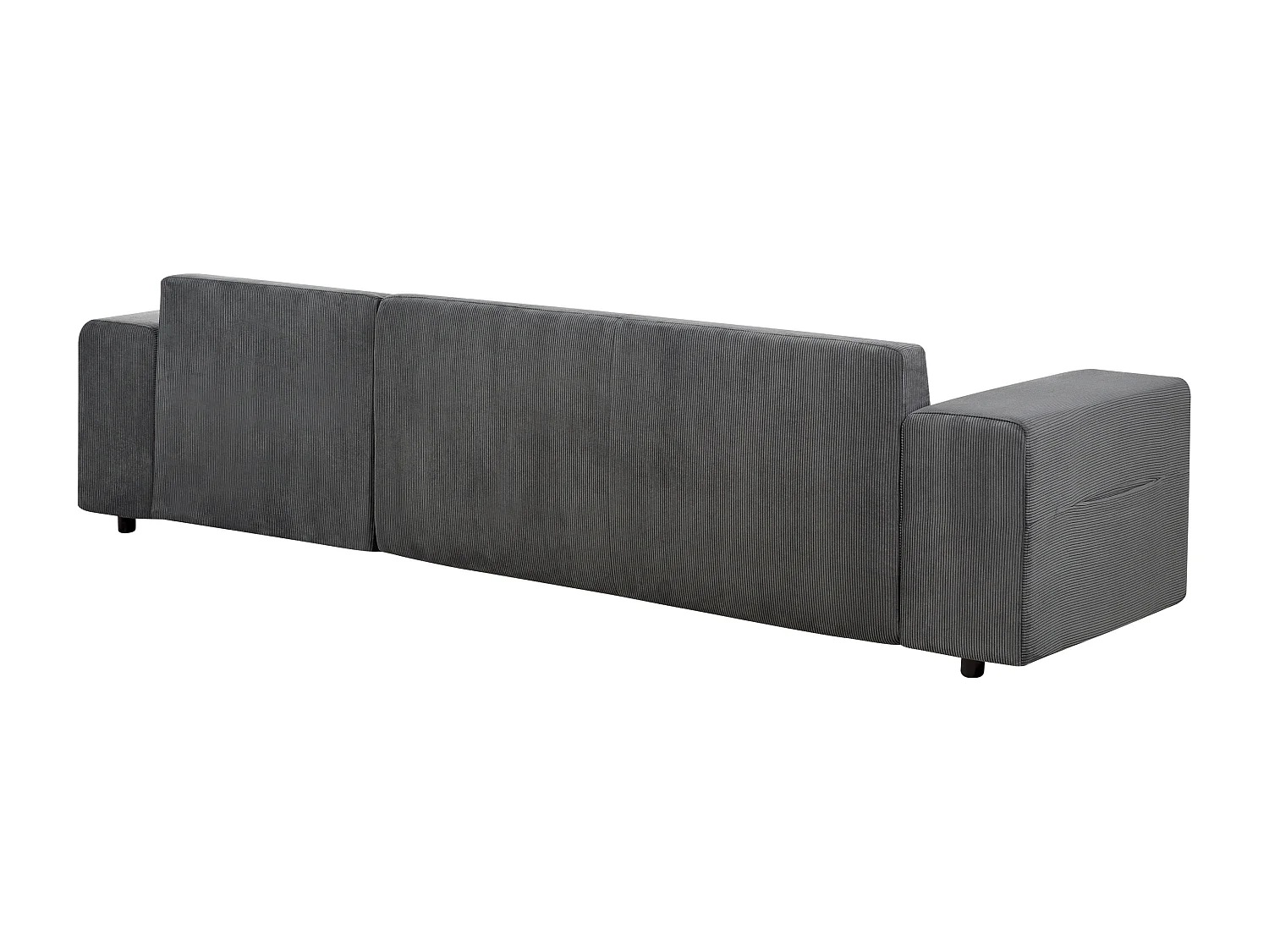 Canapé d'Angle Moderne à droite avec Couchage et Coussins en Velours Côtelé Gris Foncé Luspa