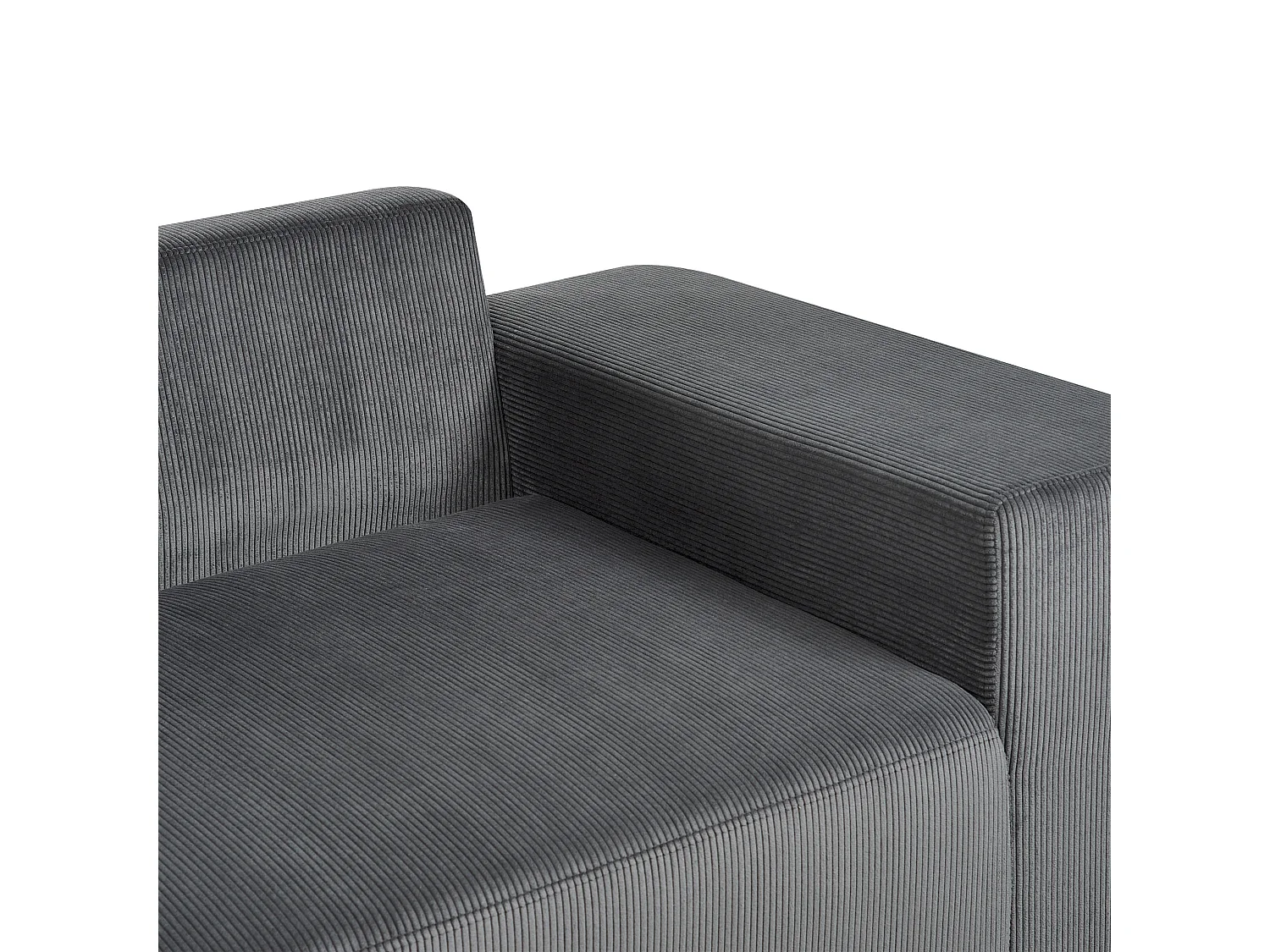 Canapé d'Angle Moderne à droite avec Couchage et Coussins en Velours Côtelé Gris Foncé Luspa