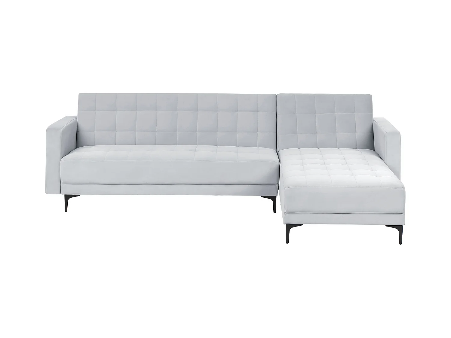 Canapé-lit d'angle modulable 4 places ABERDEEN Velours Gris clair Côté droite