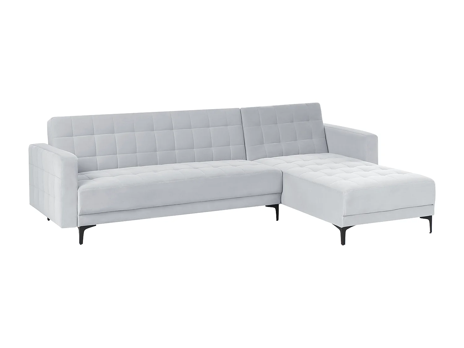 Divano letto angolare modulare ABERDEEN Velluto Grigio chiaro 4 posti Lato Sinistro