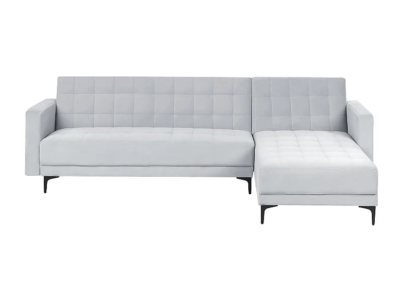 Canapé-lit d'angle modulable 4 places ABERDEEN Velours Gris clair Côté droite