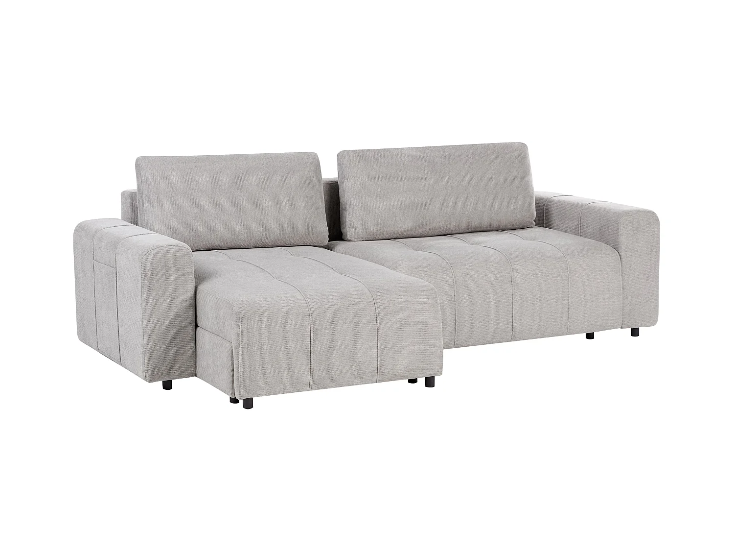 Canapé-lit d'angle 3 places INNVIK Tissu Gris clair avec rangement Côté droit
