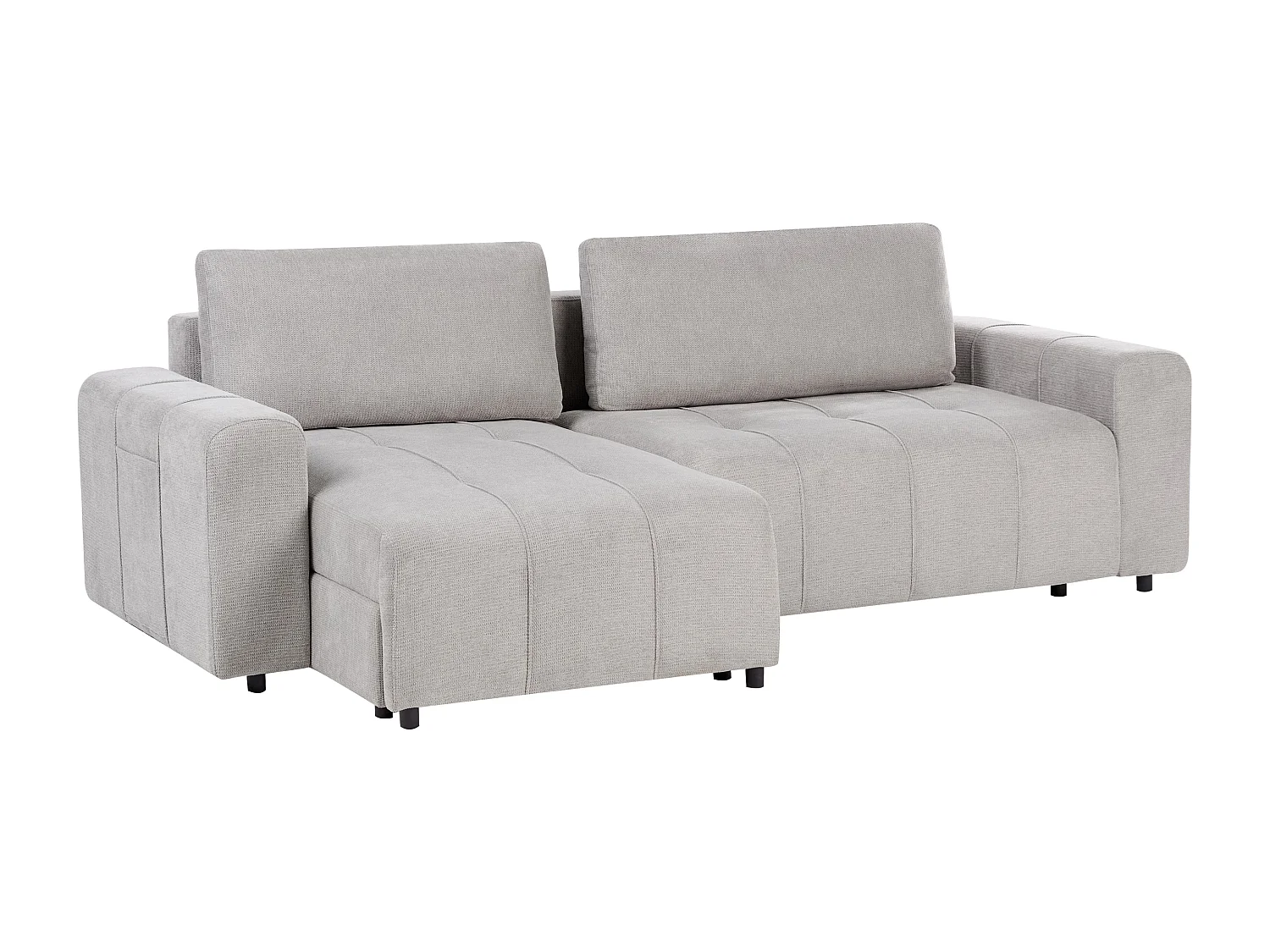 Canapé-lit d'angle 3 places INNVIK Tissu Gris clair avec rangement Côté droit