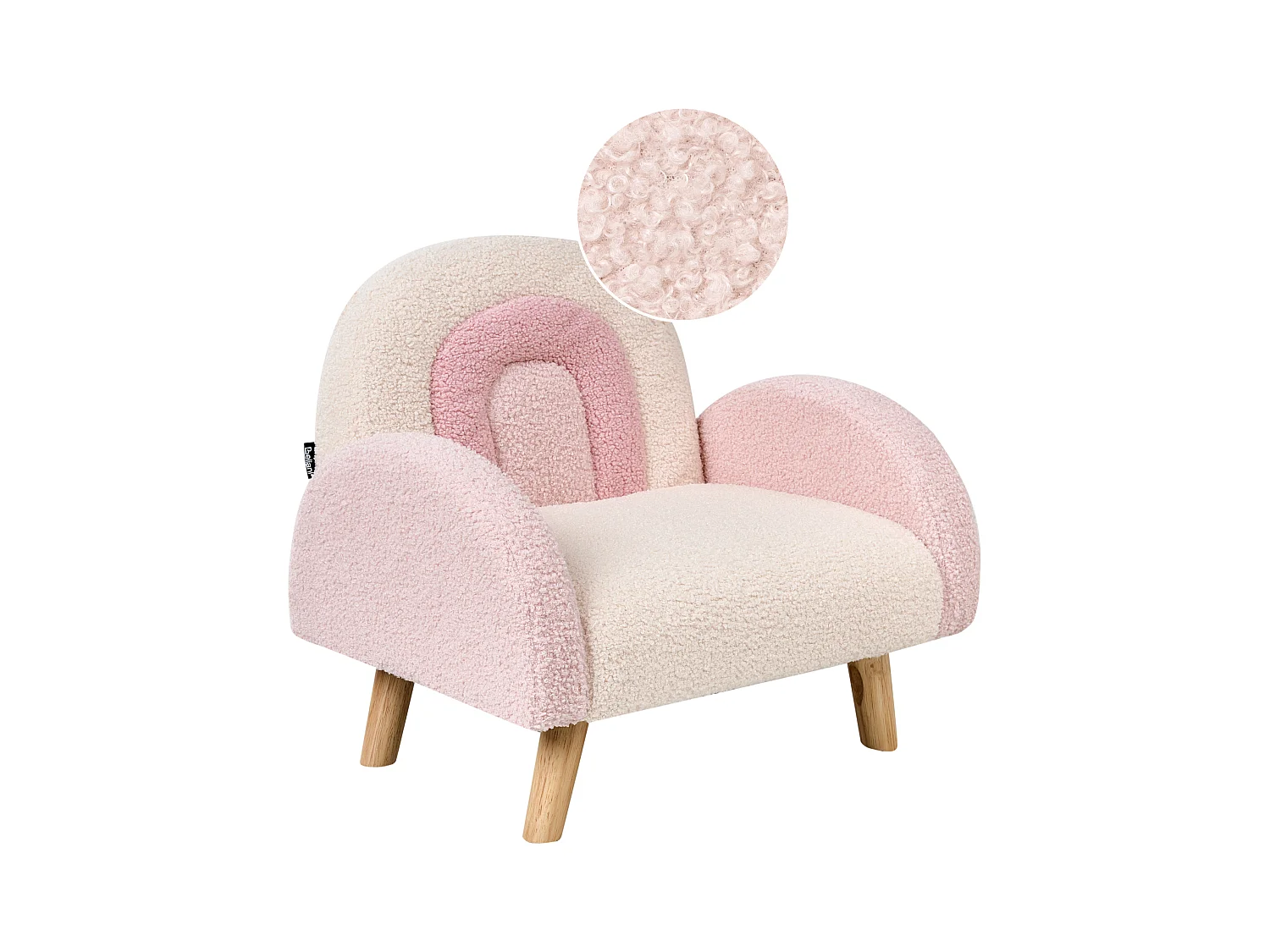 Kindersessel aus Bouclé rosa gepolstert Regenbogen Design für Kinderzimmer Ombo