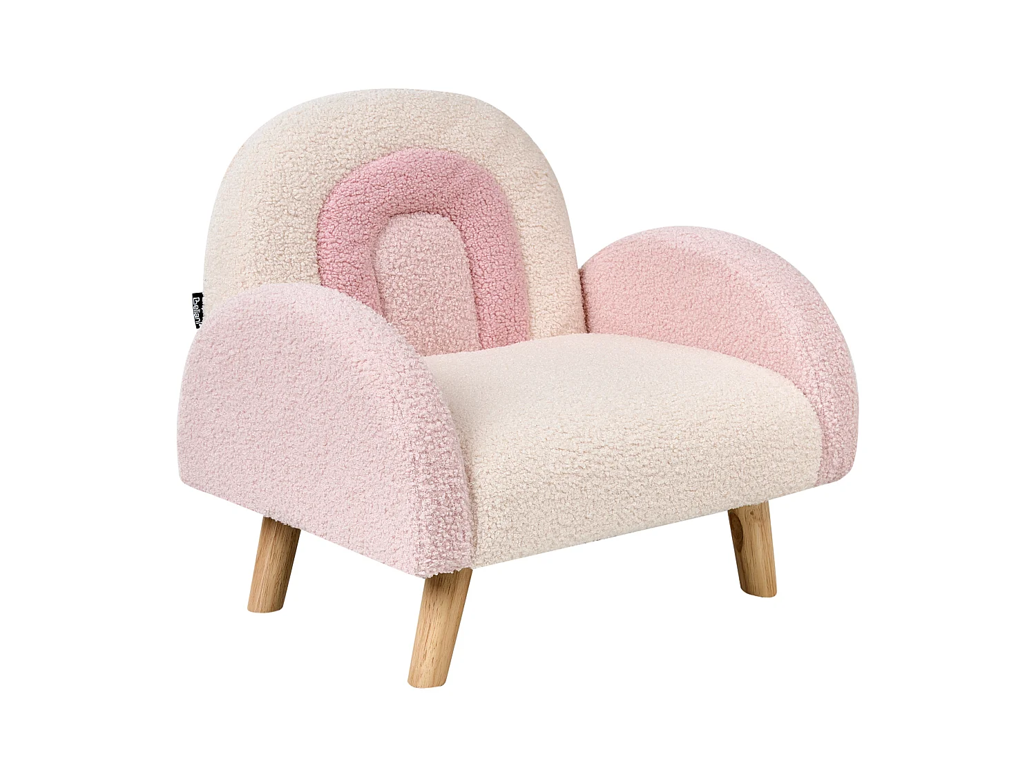 Kindersessel aus Bouclé rosa gepolstert Regenbogen Design für Kinderzimmer Ombo