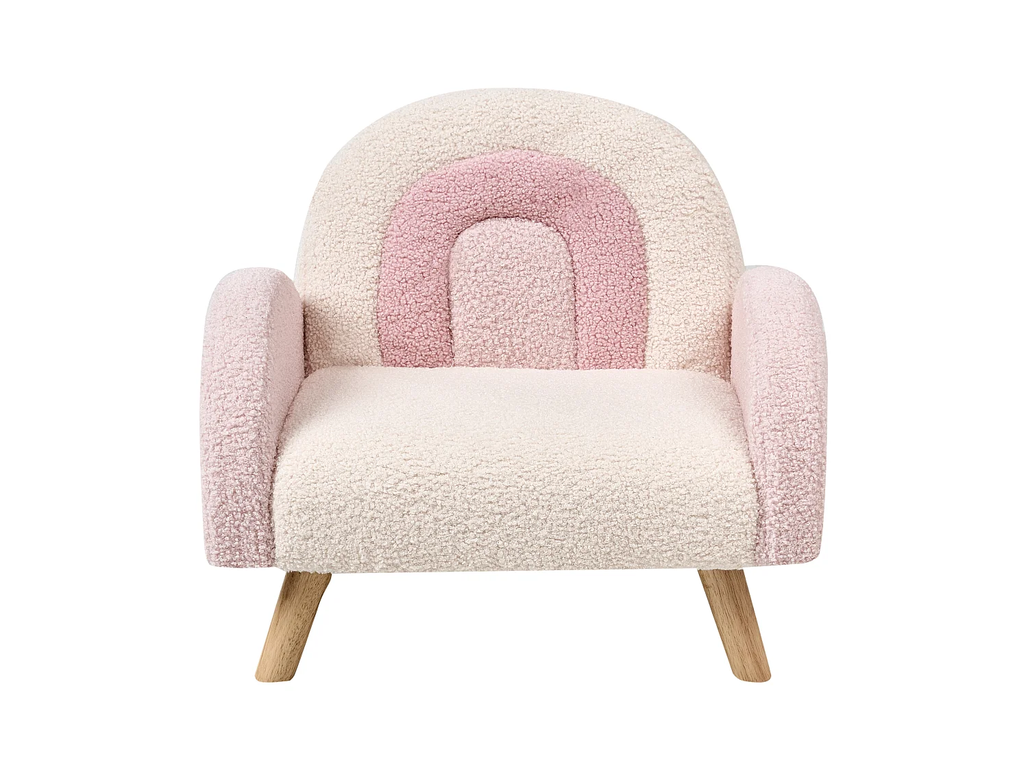 Kindersessel aus Bouclé rosa gepolstert Regenbogen Design für Kinderzimmer Ombo
