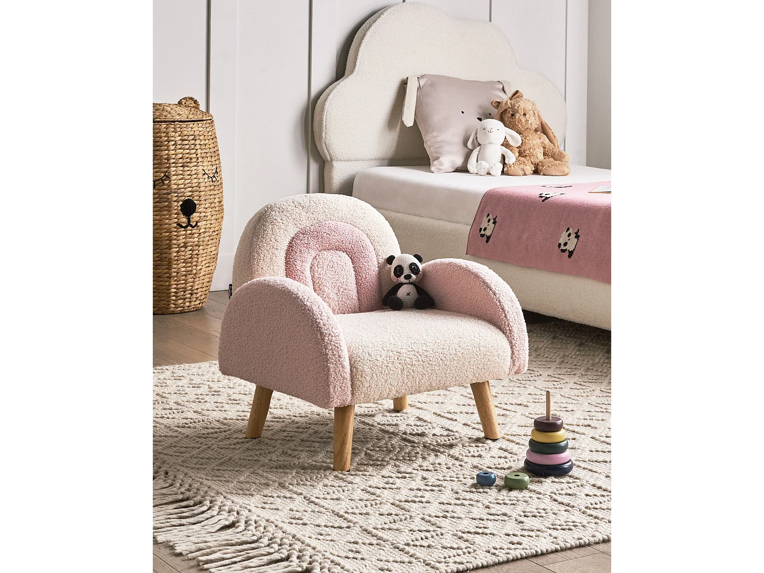 Fauteuil pour enfants Arc-en-ciel OMBO Bouclé Rose pastel