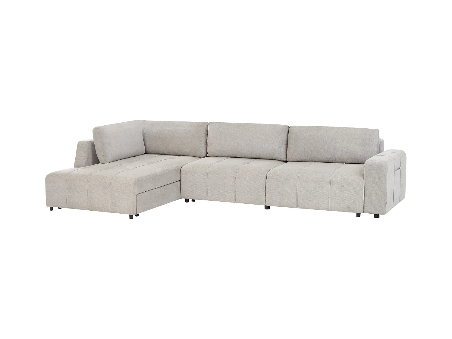 Canapé-lit d'angle 4 places INNVIK Tissu Gris clair avec rangement Côté droit