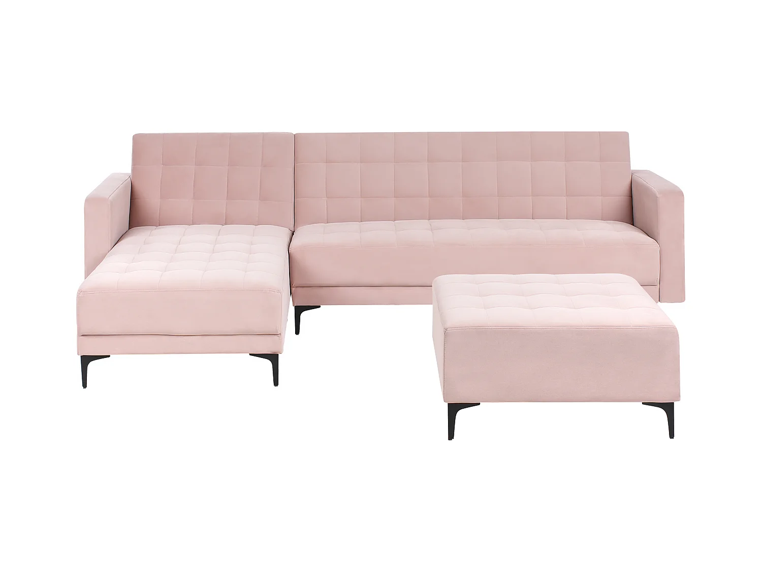 Canapé-lit d'angle modulable 4 places ABERDEEN Velours Rose pastel Côté droit