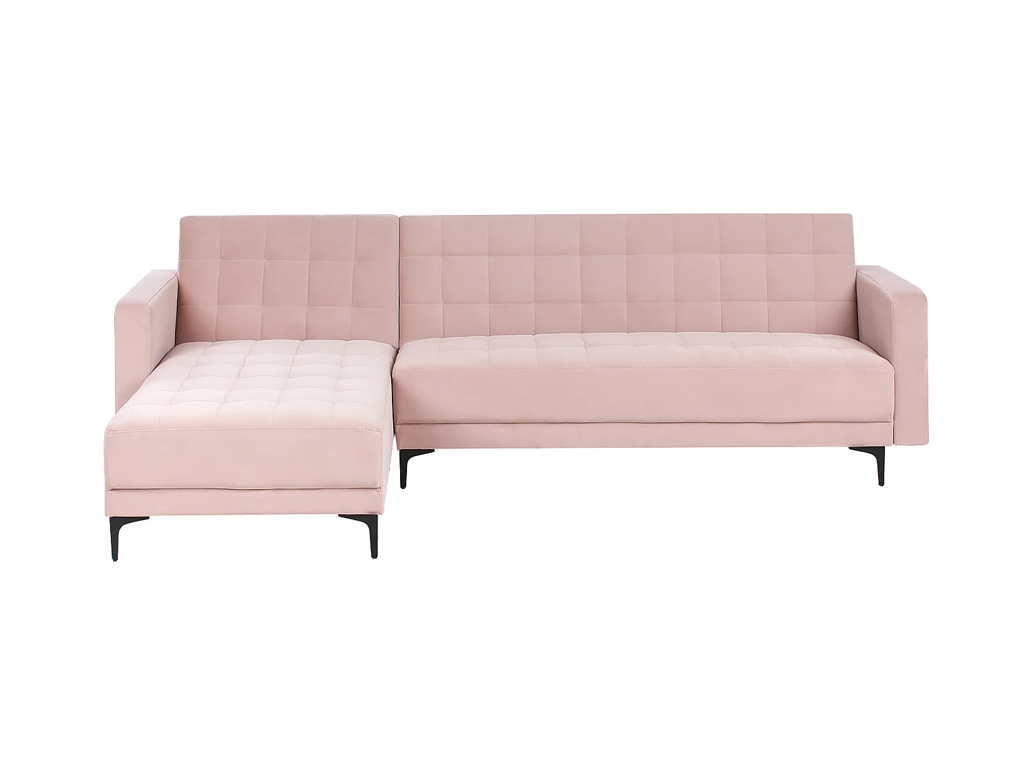 Canapé-lit d'angle modulable 4 places ABERDEEN Velours Rose pastel Côté droit