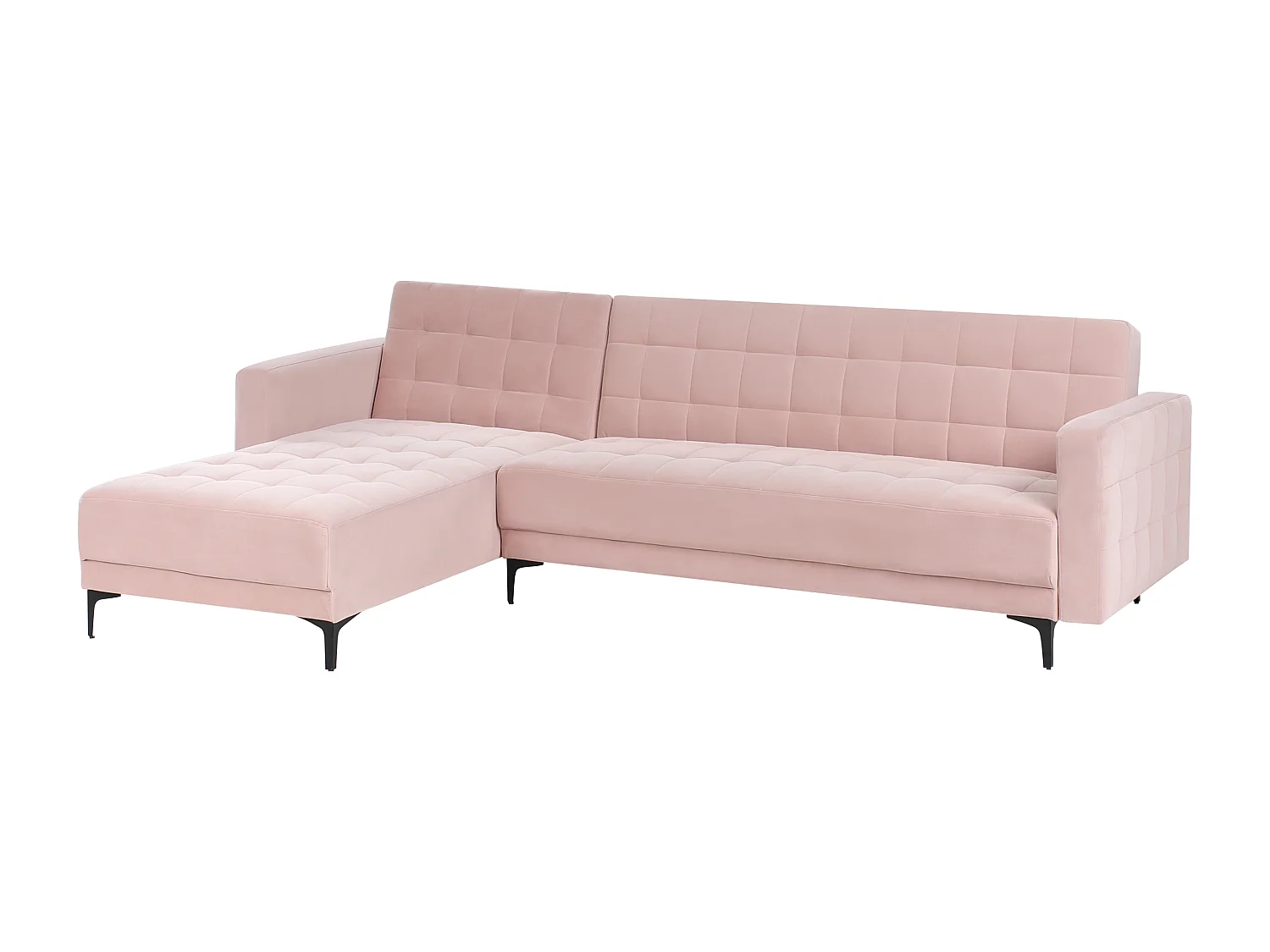 Canapé-lit d'angle modulable 4 places ABERDEEN Velours Rose pastel Côté droit