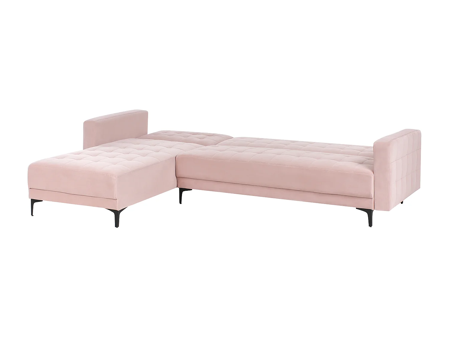 Canapé-lit d'angle modulable 4 places ABERDEEN Velours Rose pastel Côté droit